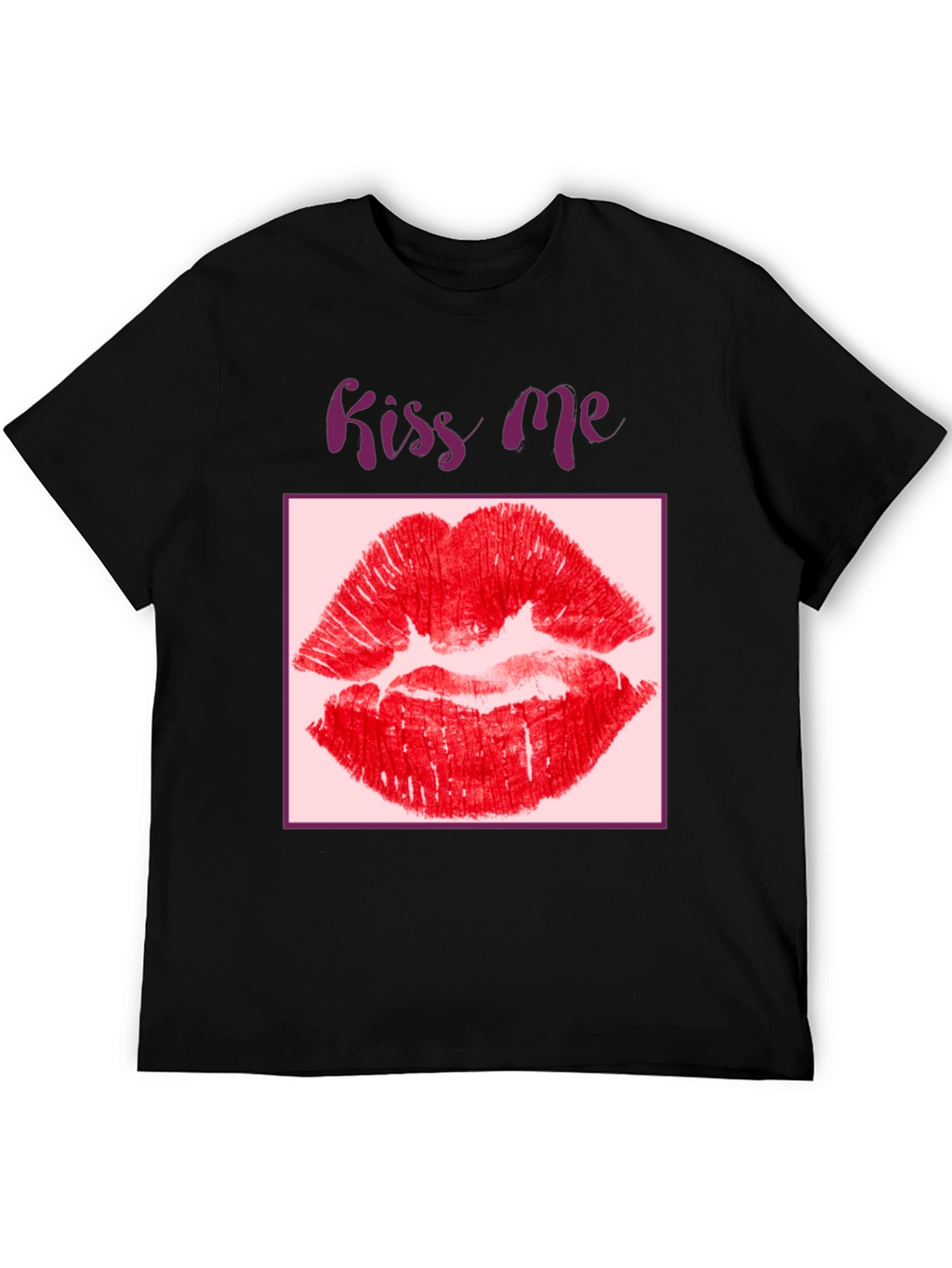 Kiss Me Lips Graphic Black T-Shirt