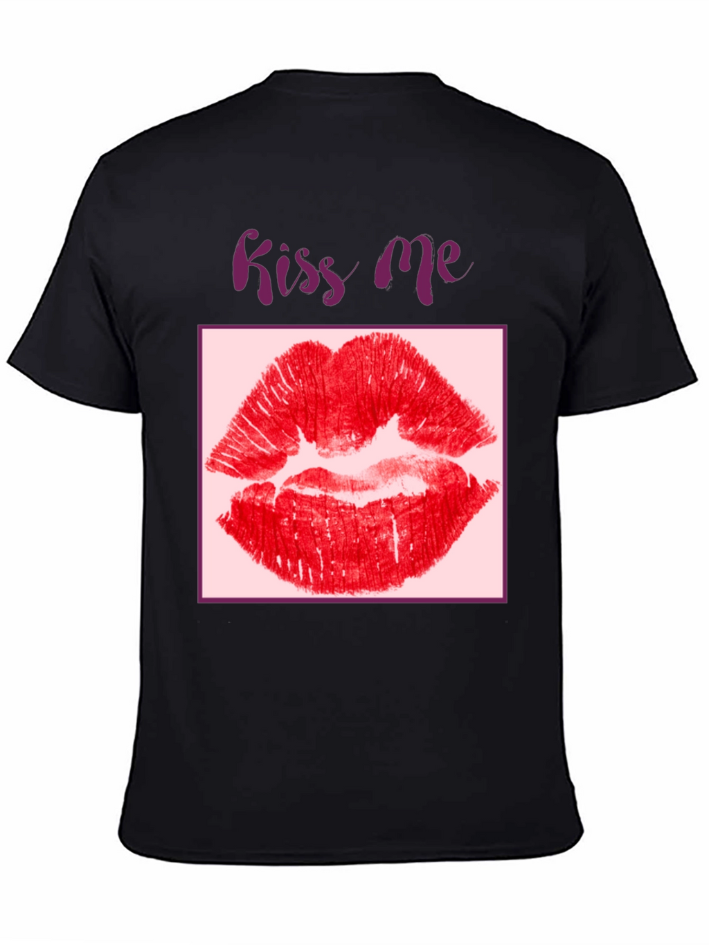 Kiss Me Lips Graphic Black T-Shirt