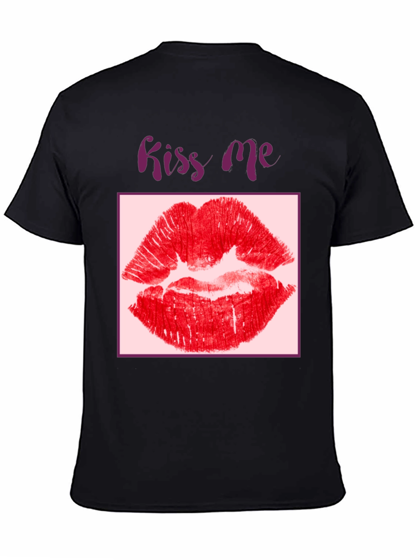 Kiss Me Lips Graphic Black T-Shirt