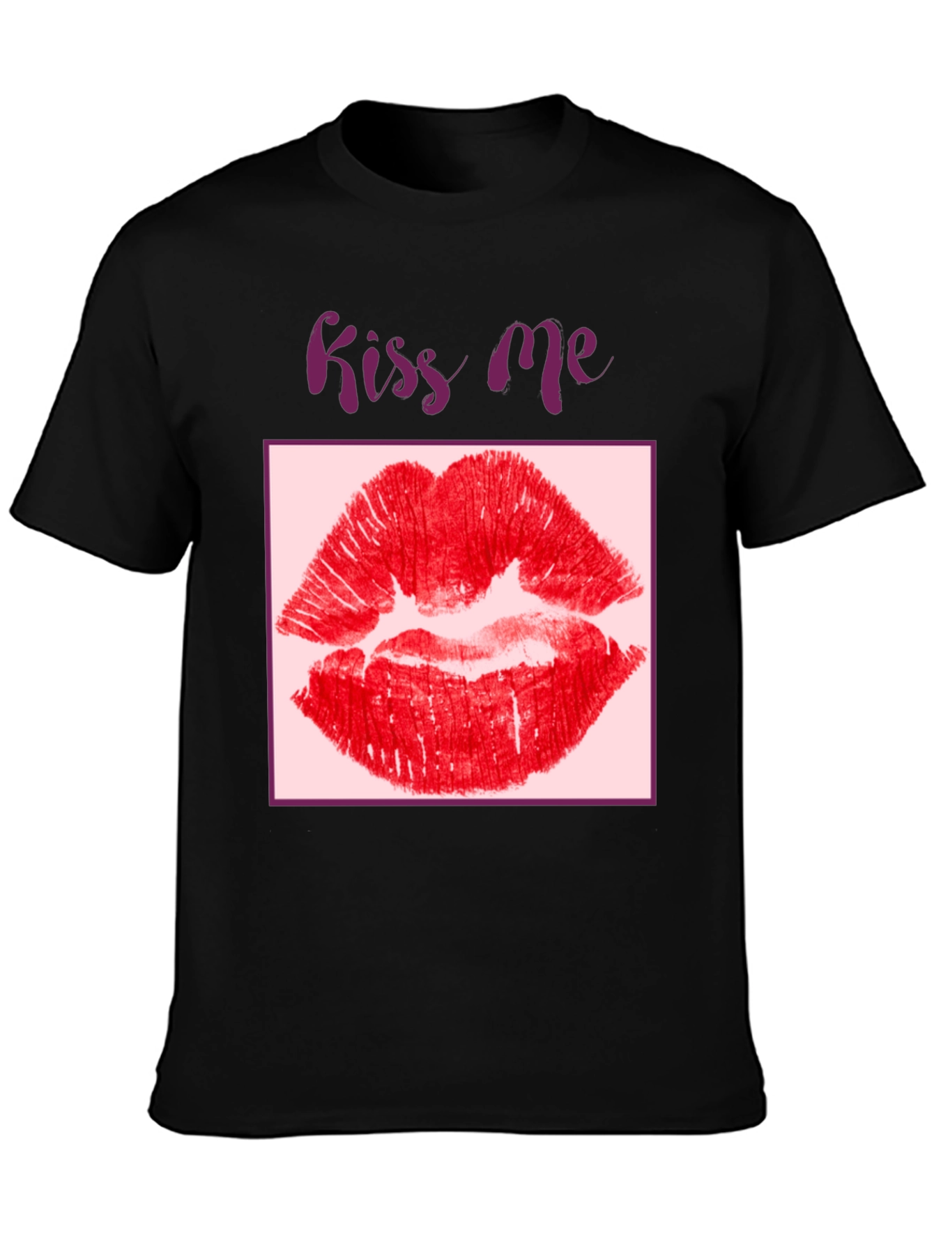 Kiss Me Lips Graphic Black T-Shirt