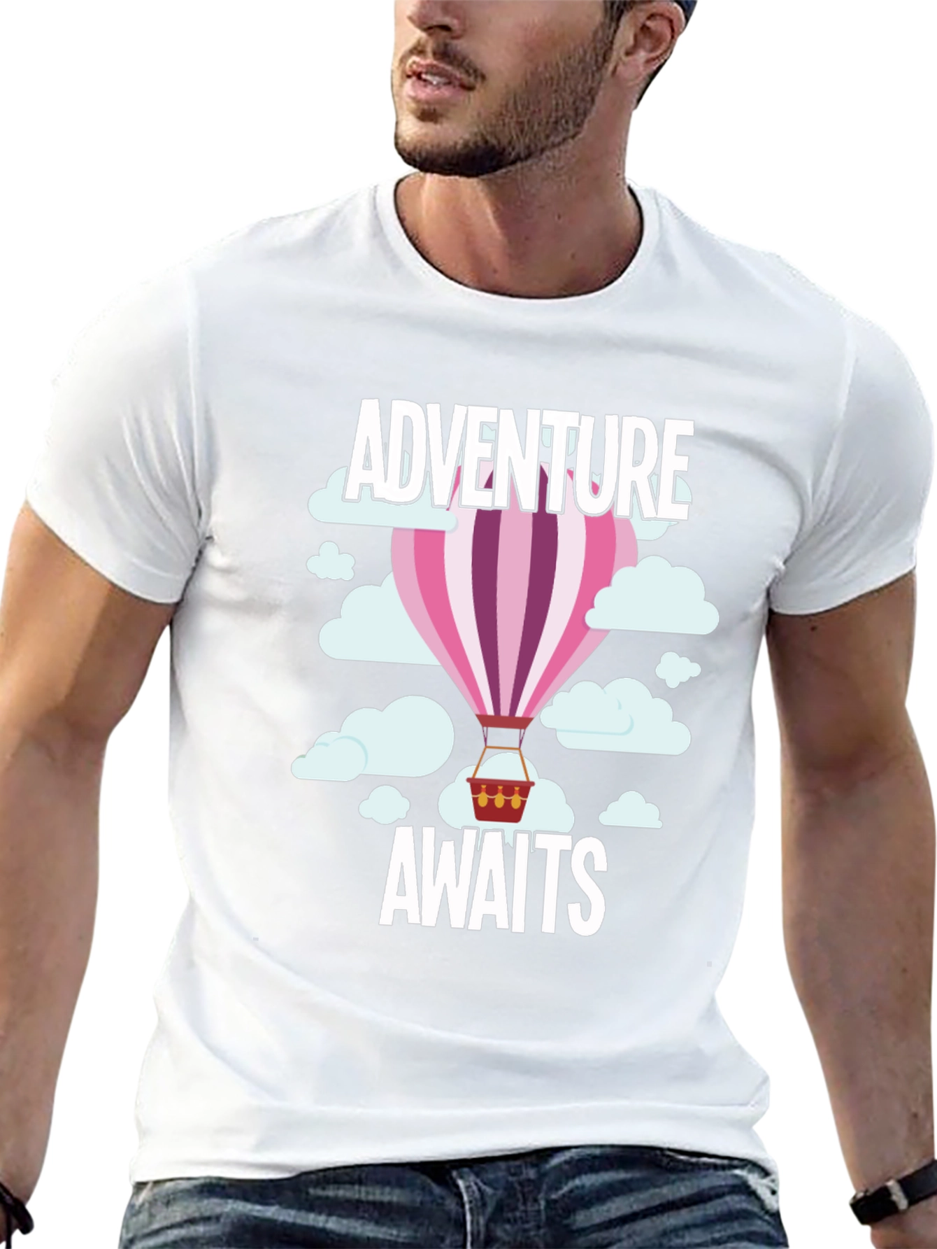 Adventure Awaits Hot Air Balloon Graphic T-Shirt