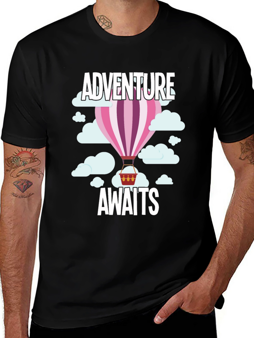 Adventure Awaits Hot Air Balloon Graphic T-Shirt