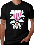 Adventure Awaits Hot Air Balloon Graphic T-Shirt