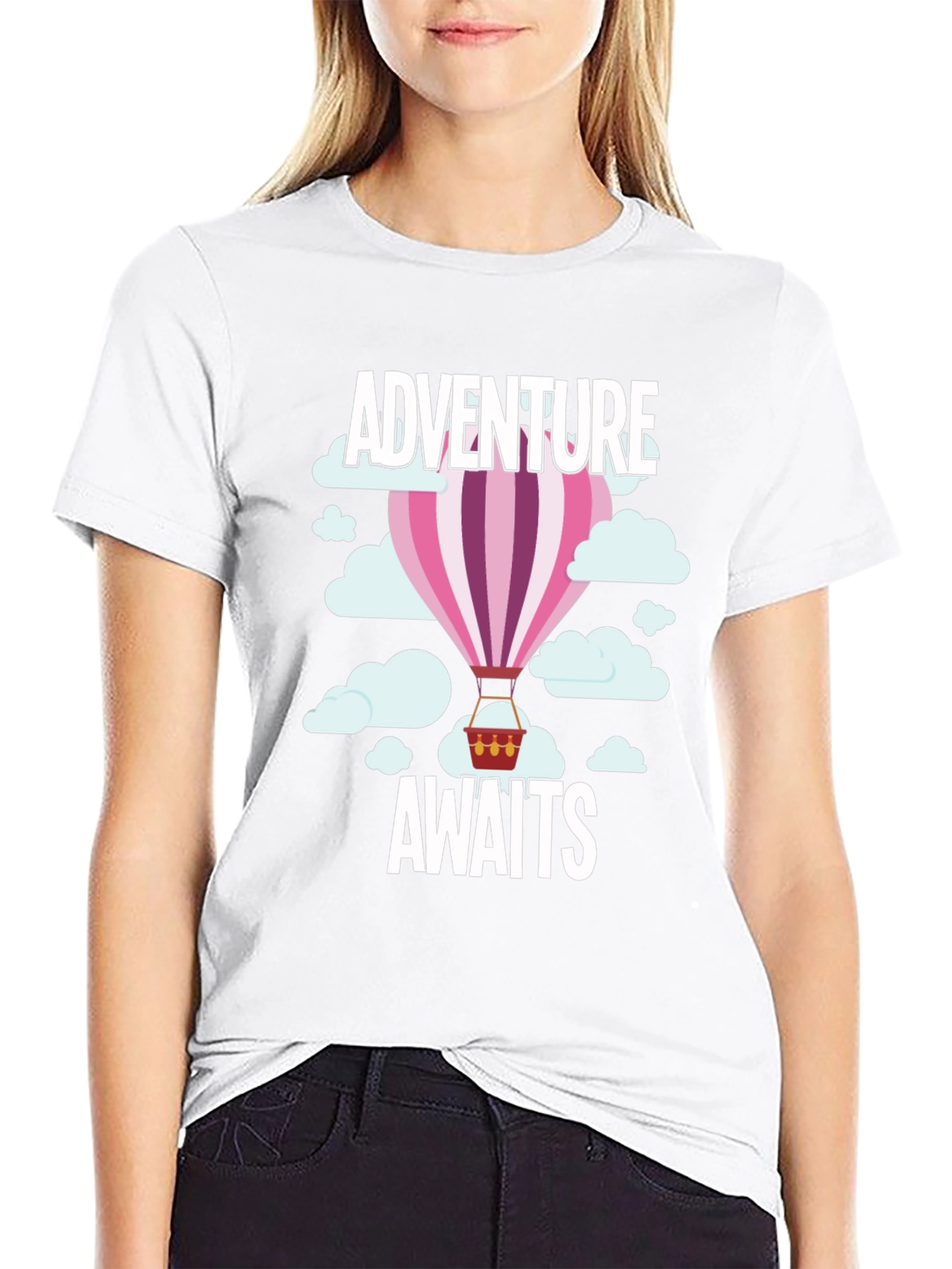 Adventure Awaits Hot Air Balloon Graphic T-Shirt
