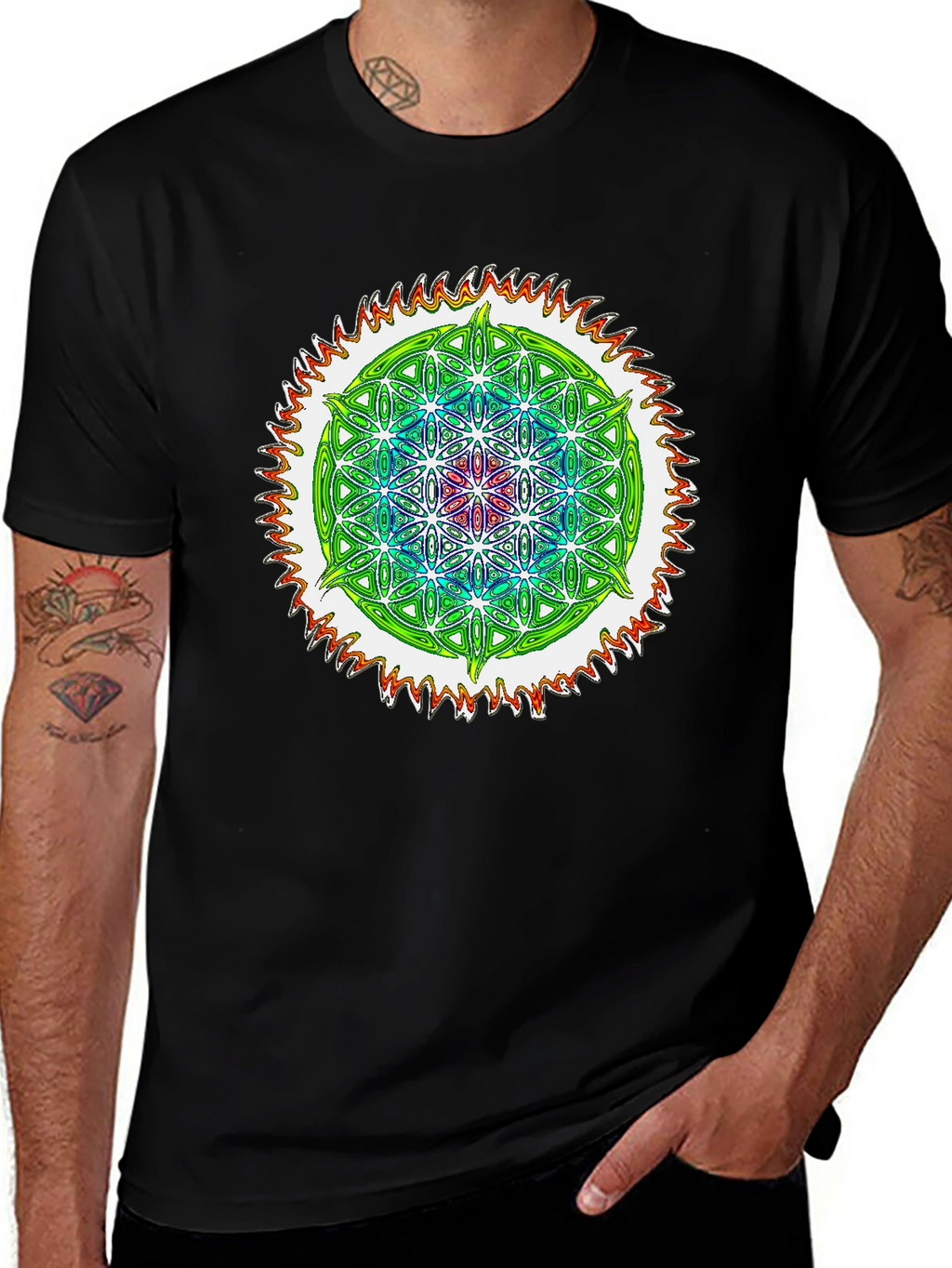 Psychedelic Flower of Life Graphic Tee