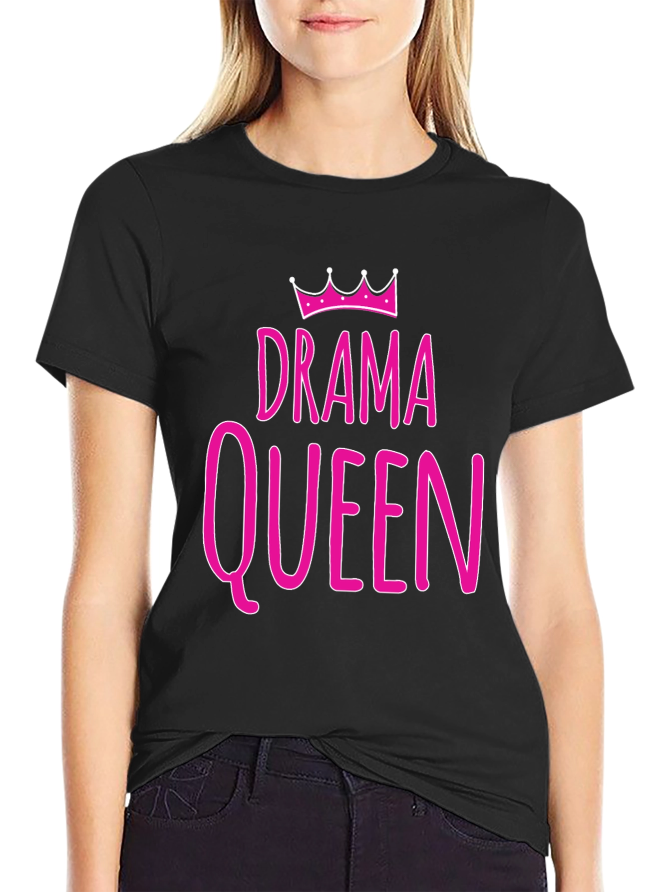 Drama Queen Graphic T-Shirt - Pink Print