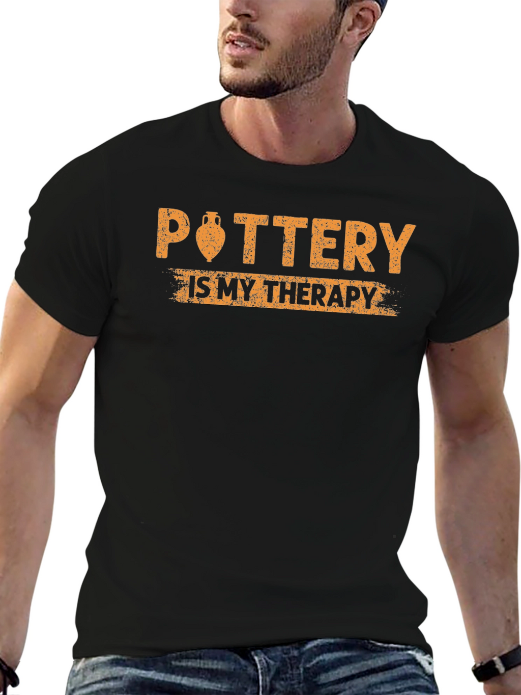 Pottery is My Therapy Black T-Shirt