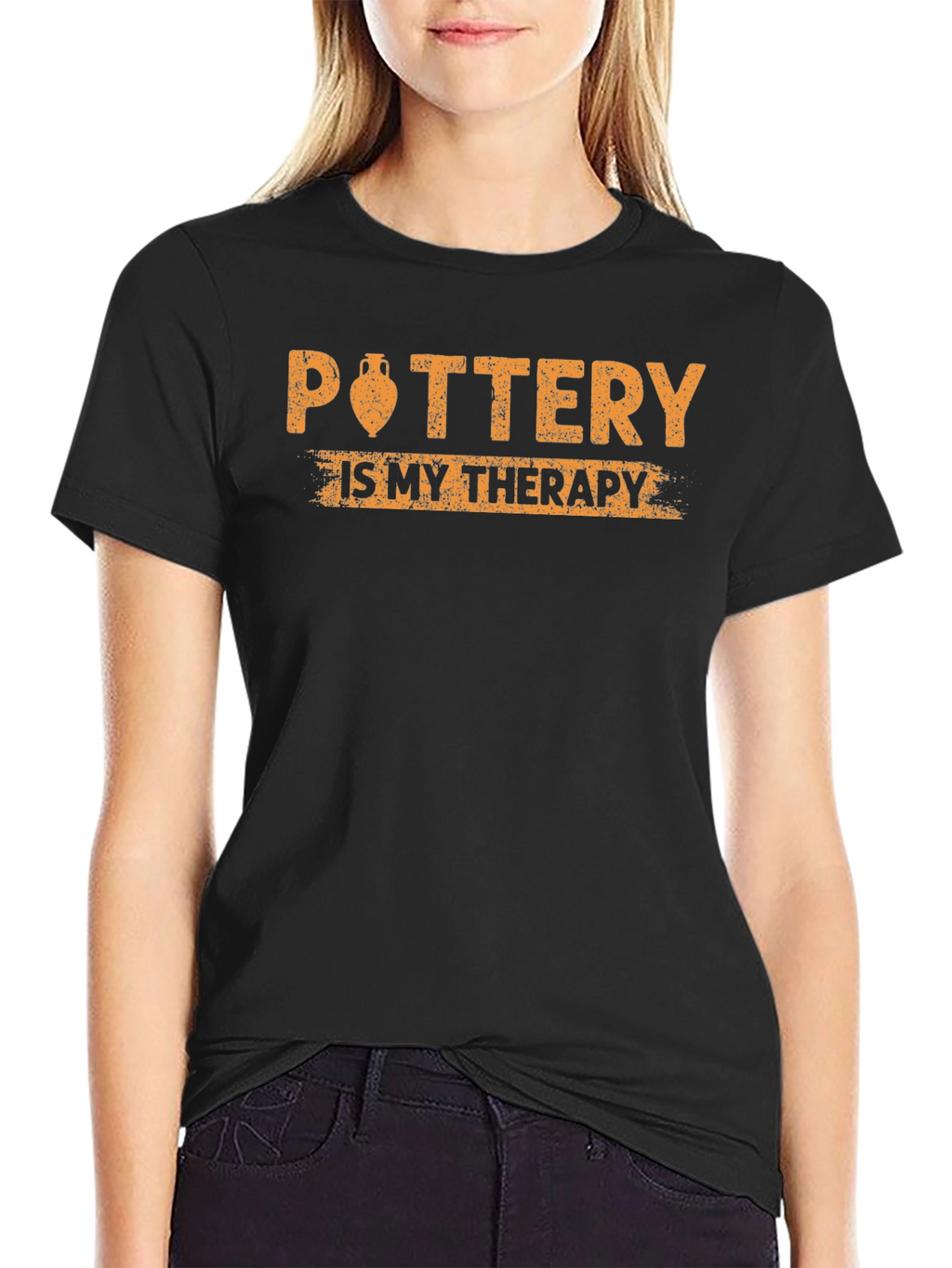 Pottery is My Therapy Black T-Shirt