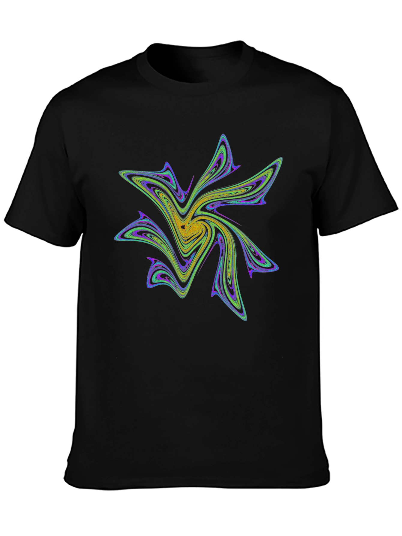 Abstract Fractal Design Black T-Shirt