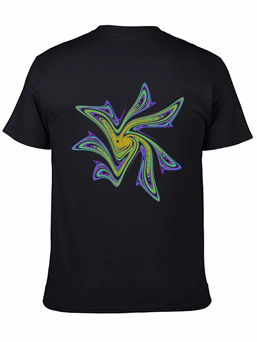 Abstract Fractal Design Black T-Shirt