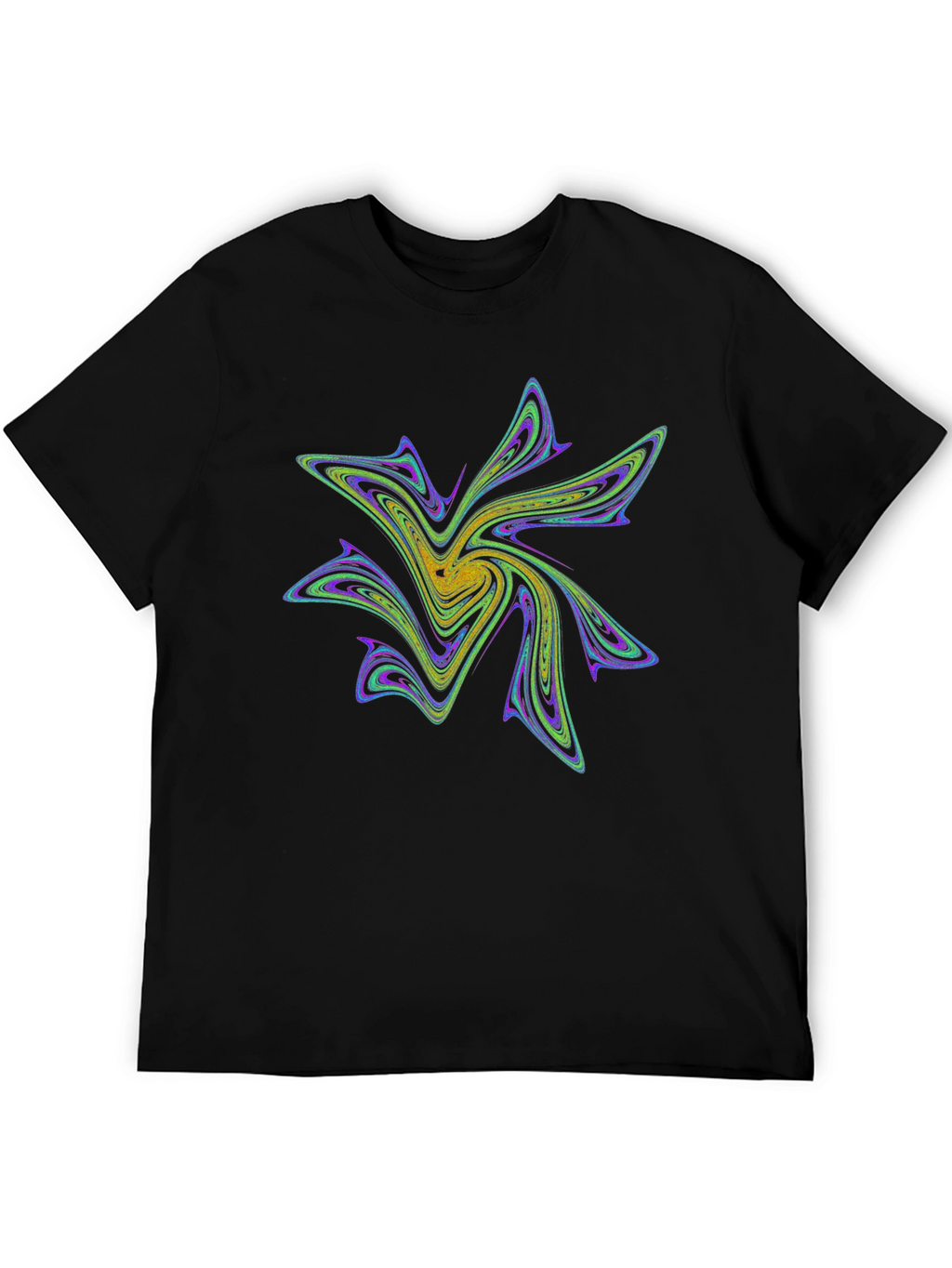 Abstract Fractal Design Black T-Shirt