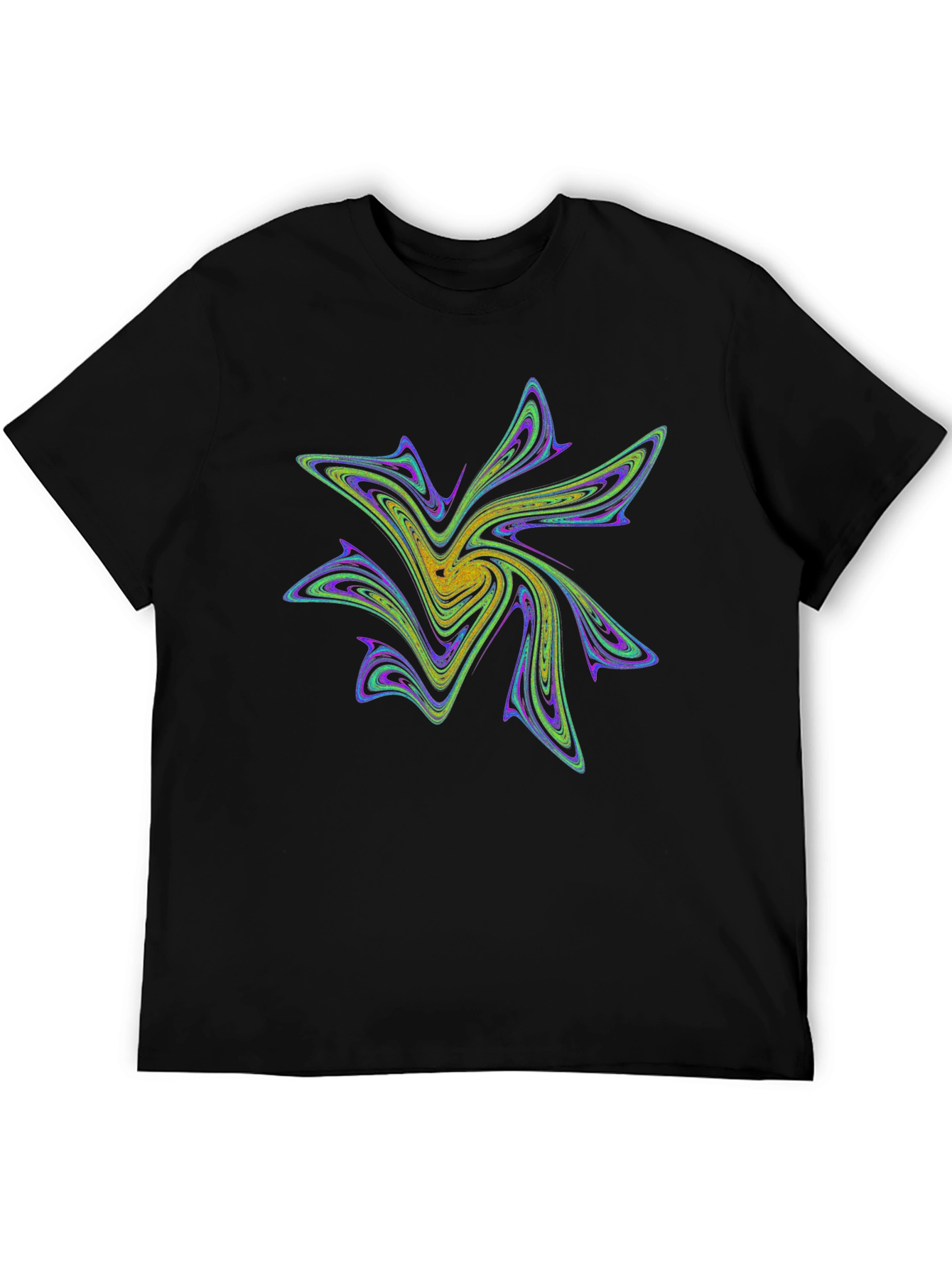 Abstract Fractal Design Black T-Shirt