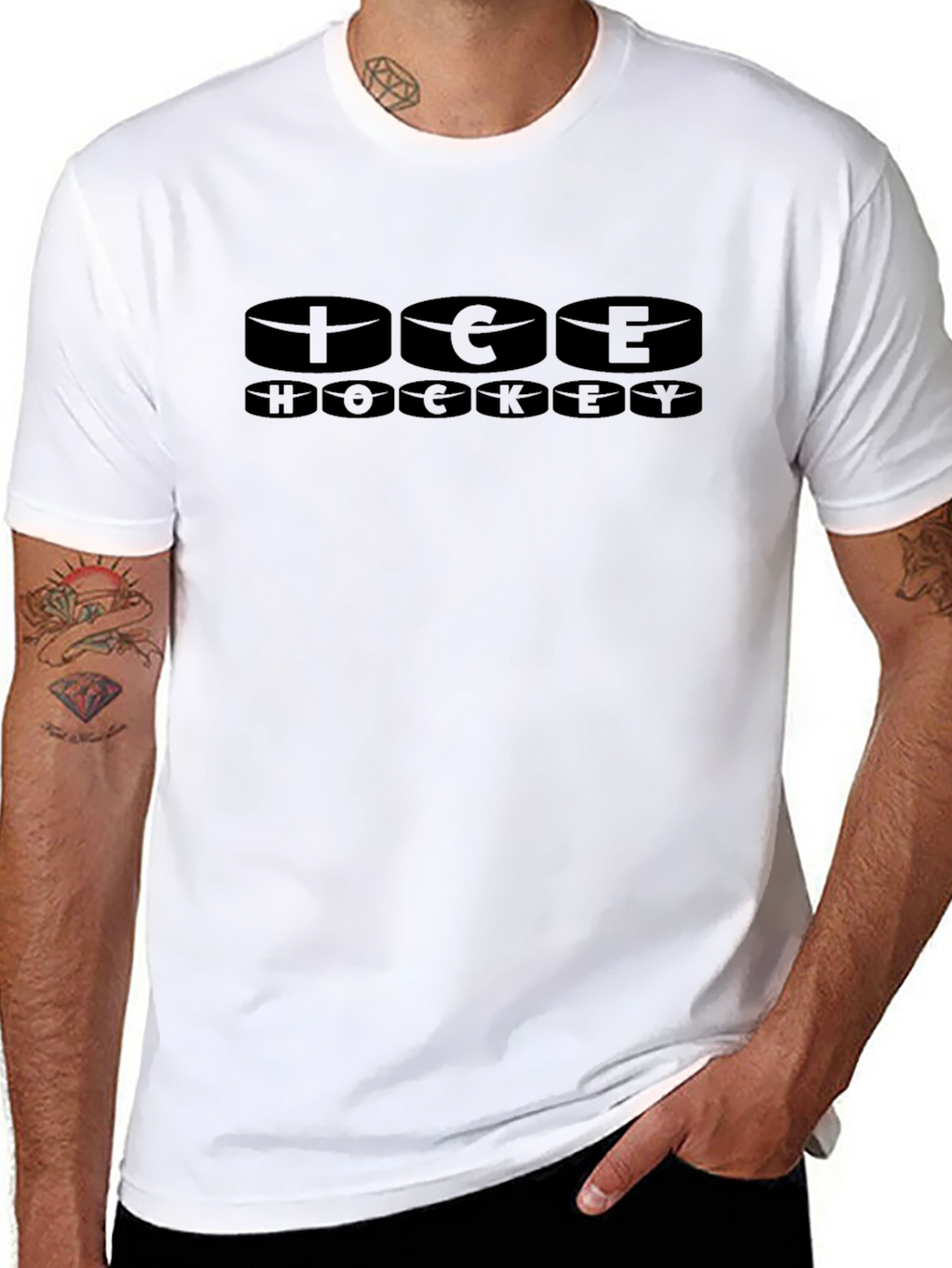 Ice Hockey Graphic T-Shirt - Black