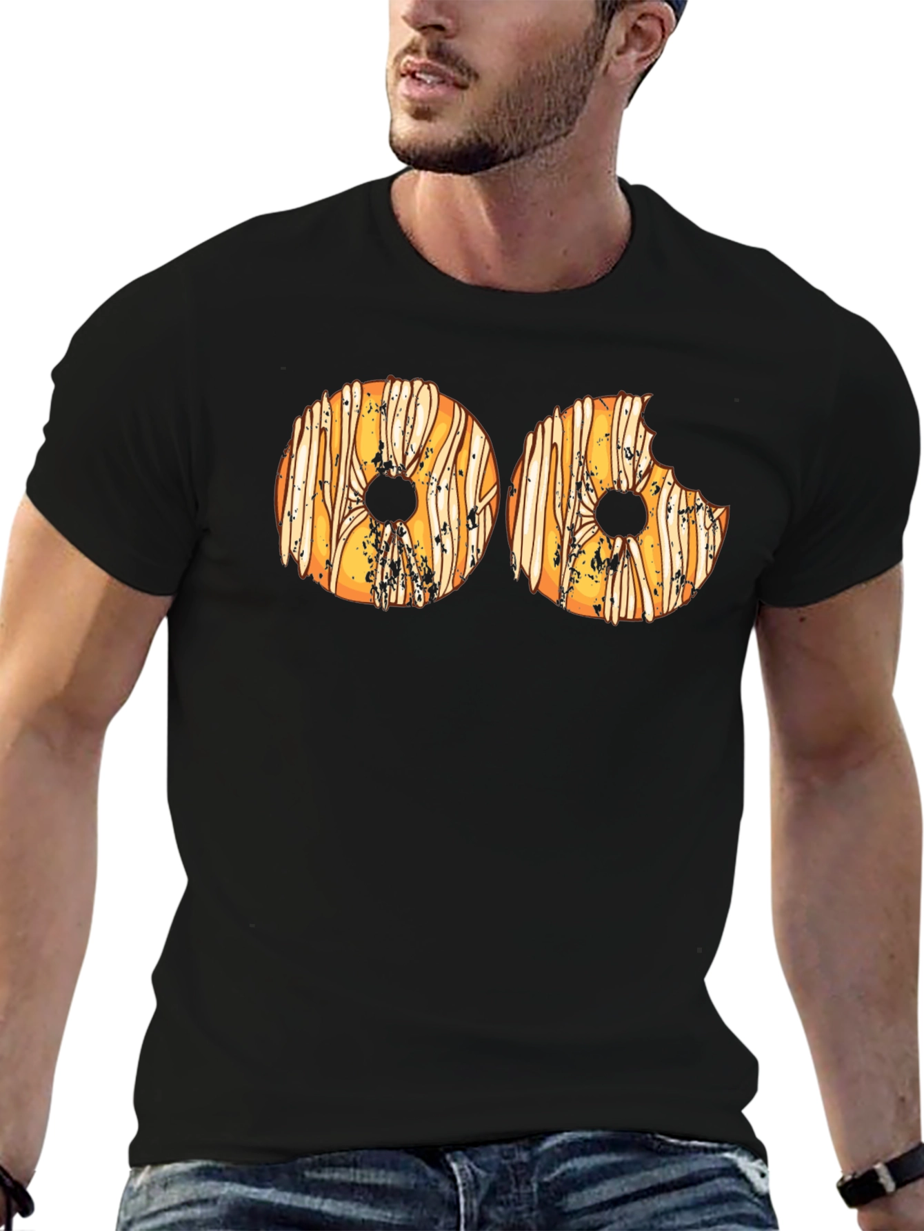 Donut Graphic Print T-Shirt - Novelty Tee