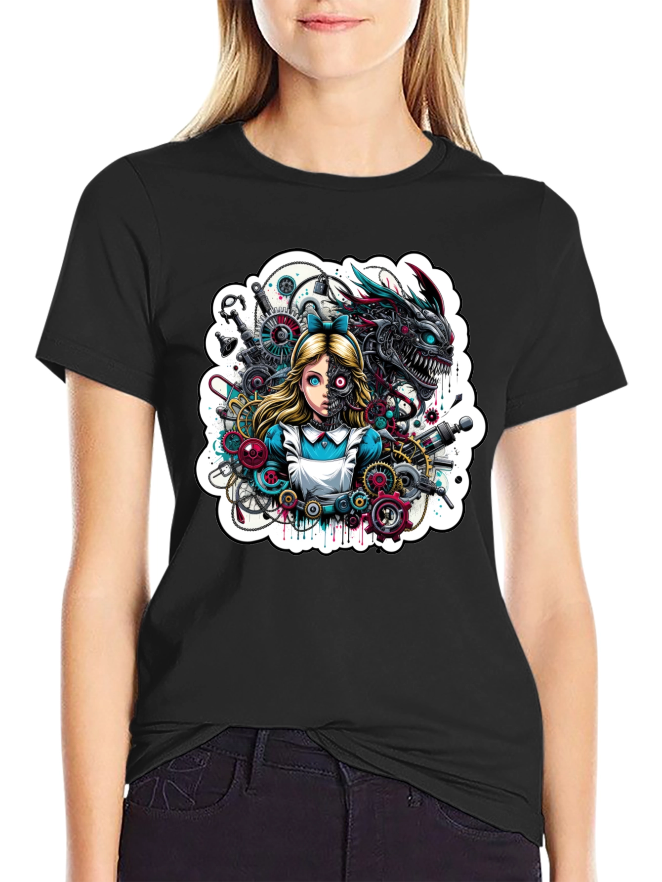Steampunk Alice T-Shirt - Unique Graphic Tee