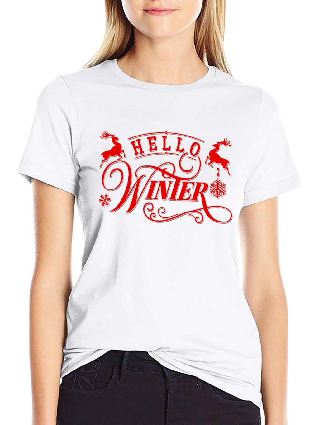 Hello Winter Graphic Tee - Holiday Season Shirt