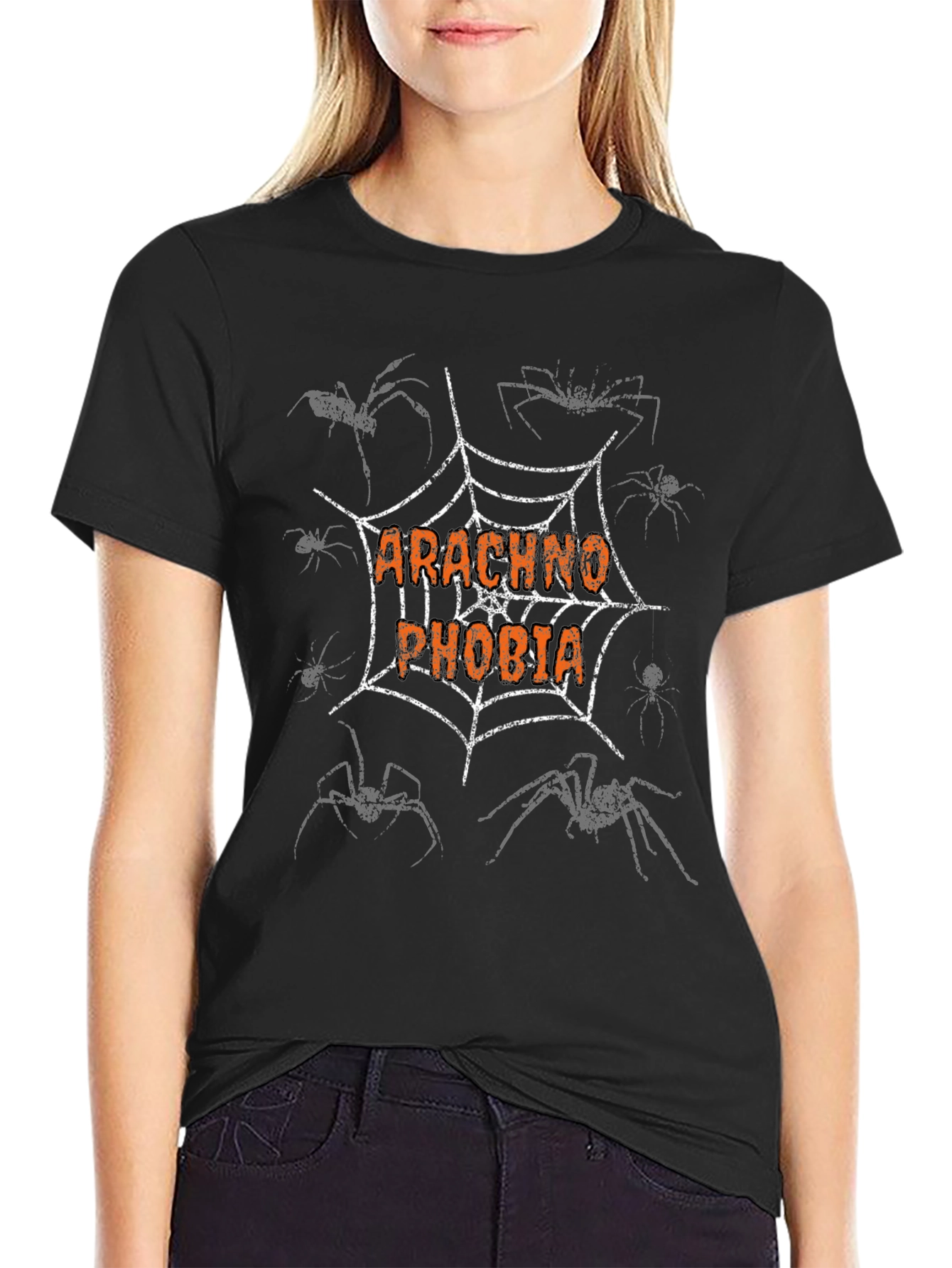 Arachnophobia Graphic T-Shirt - Spider Web Design