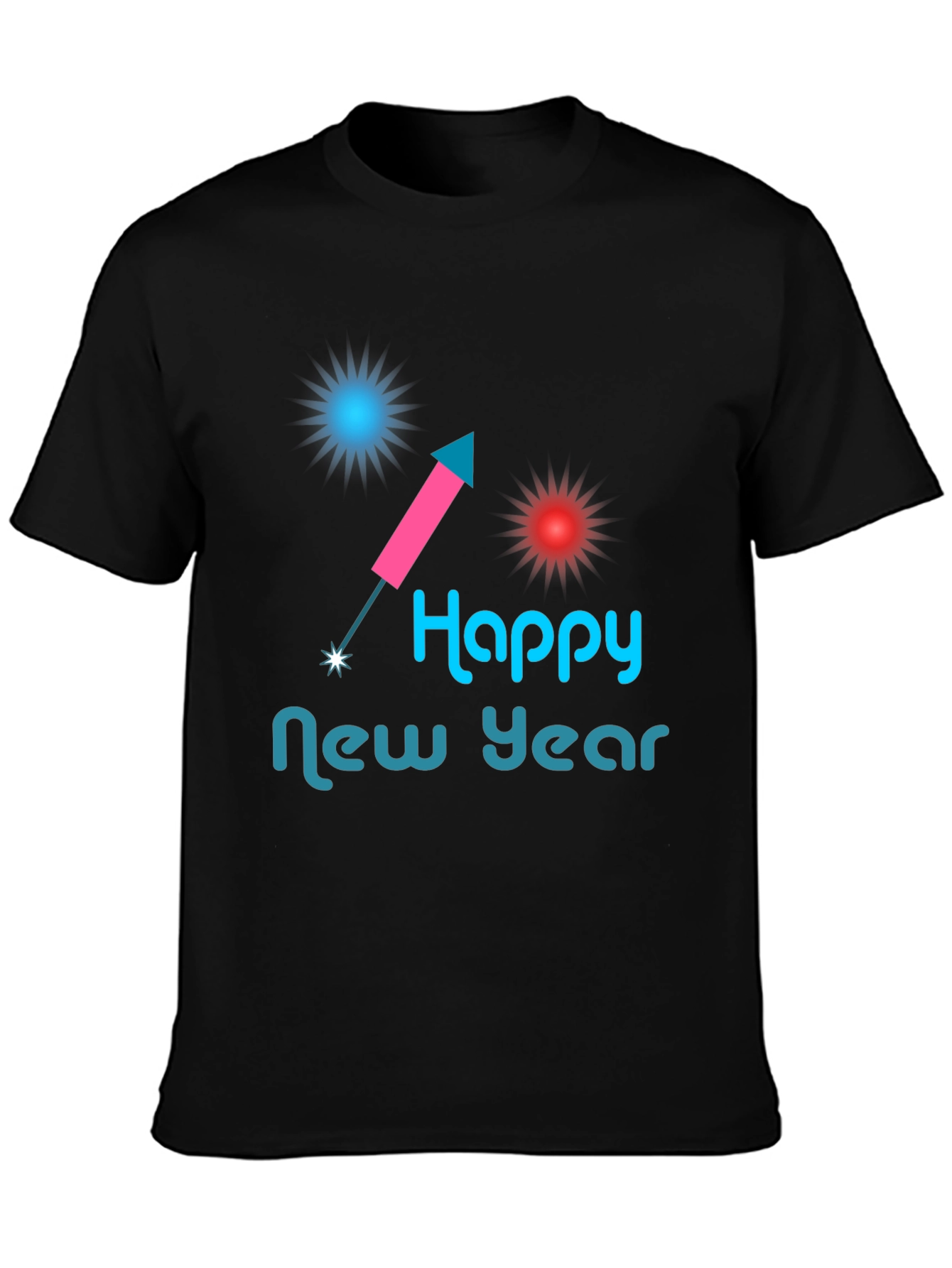 Happy New Year Graphic Tee - Black Casual Shirt