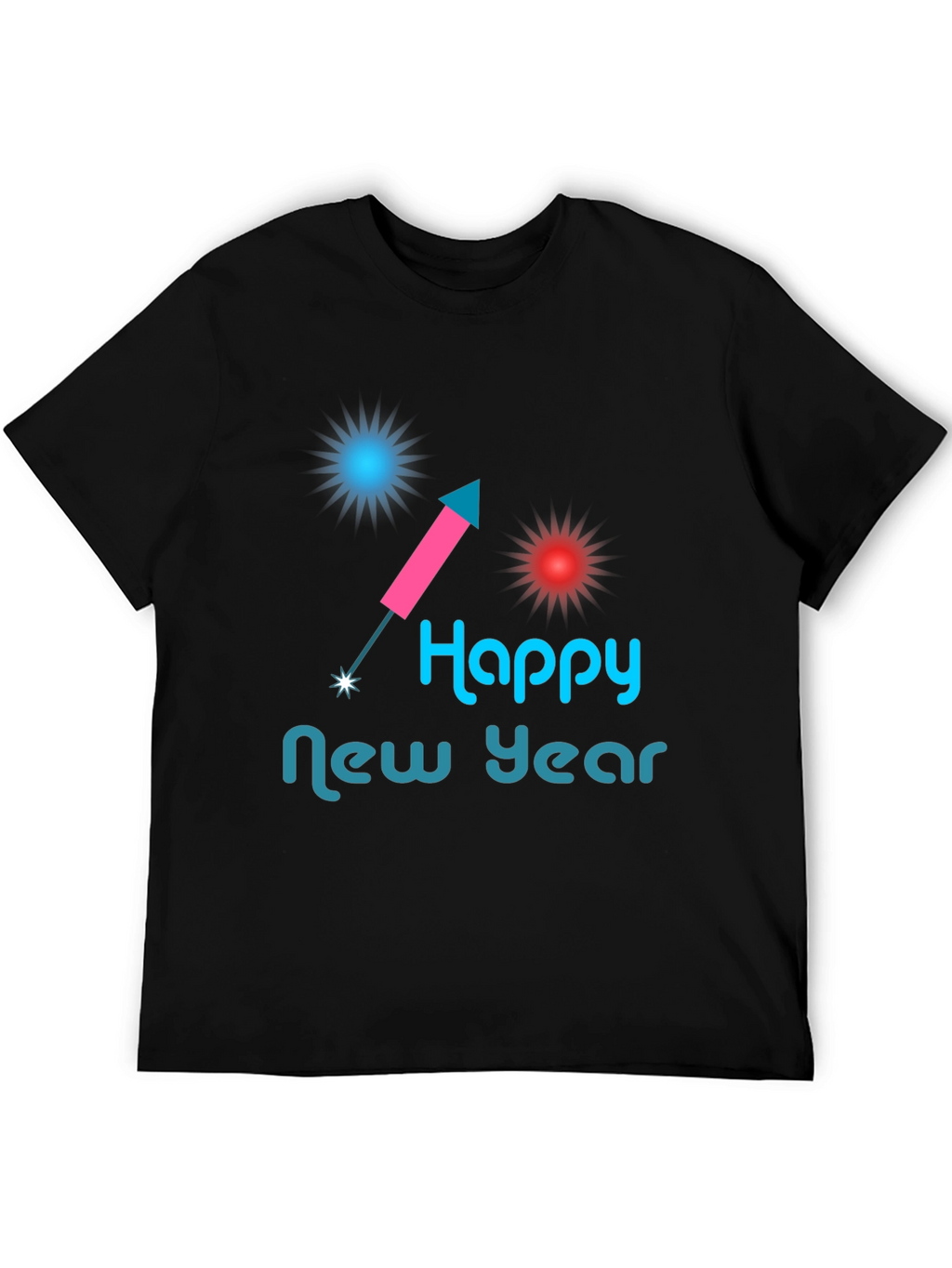 Happy New Year Graphic Tee - Black Casual Shirt