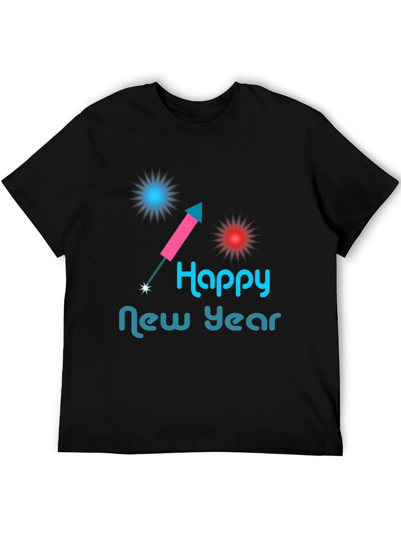 Happy New Year Graphic Tee - Black Casual Shirt