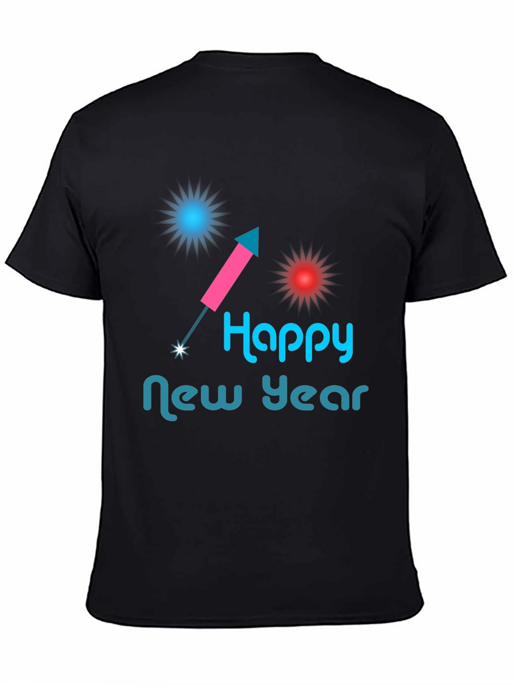 Happy New Year Graphic Tee - Black Casual Shirt