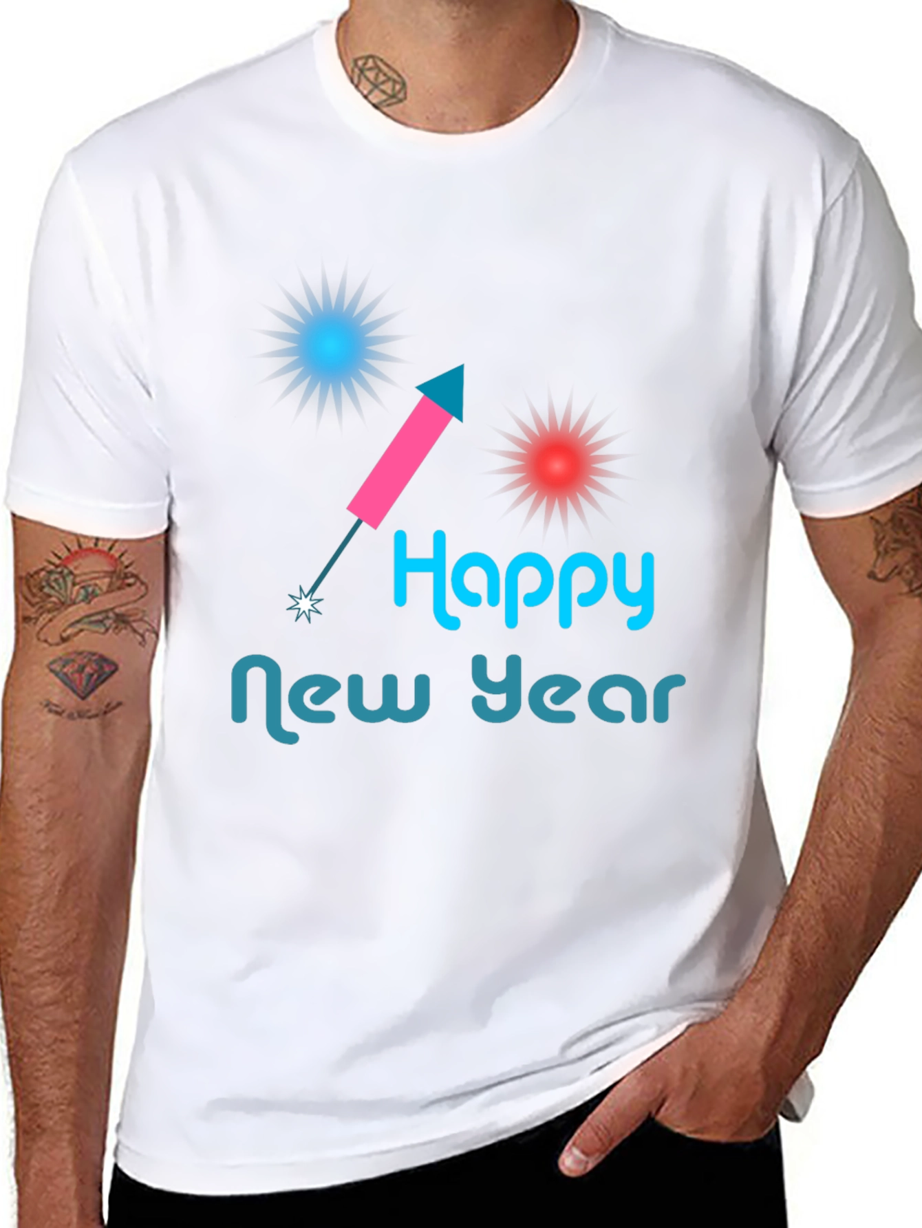 Happy New Year Graphic Tee - Black Casual Shirt