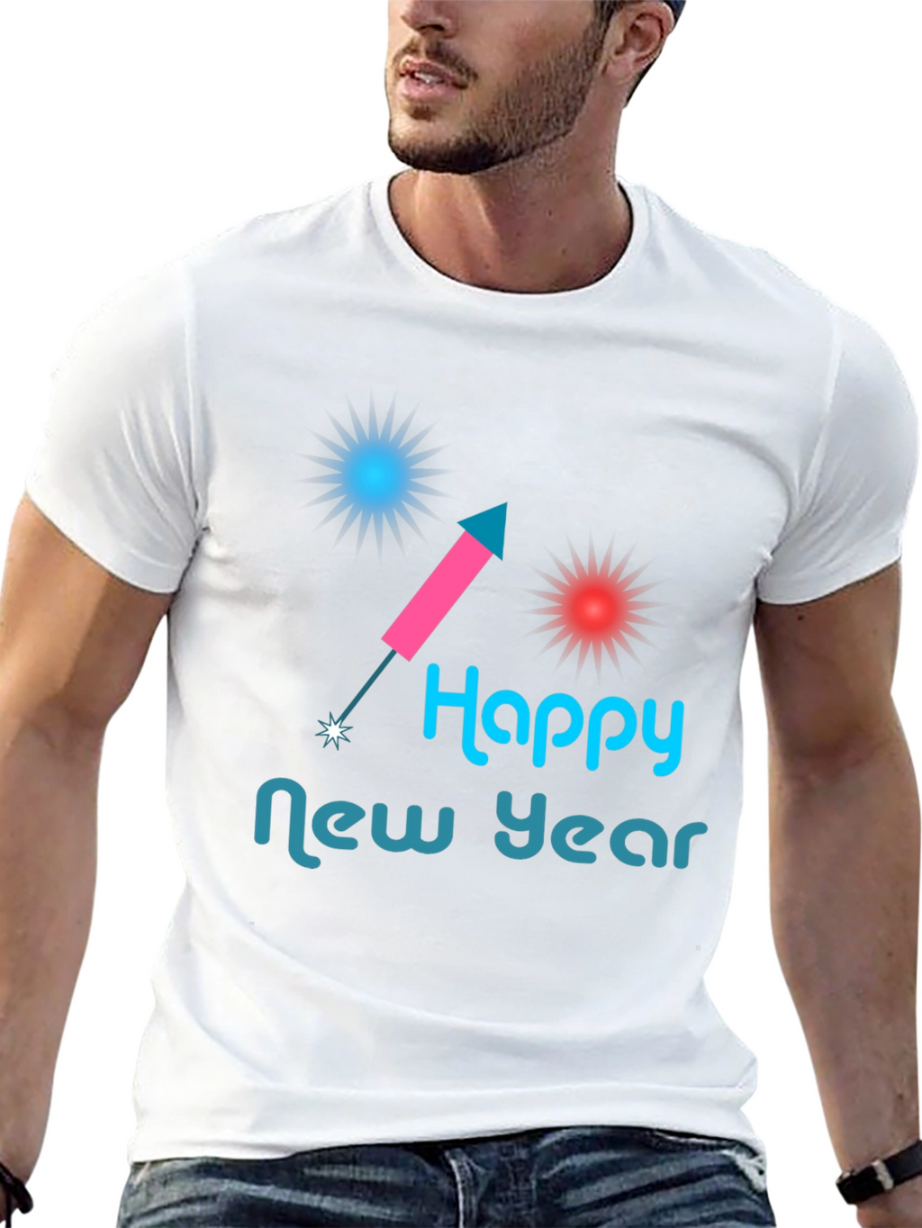 Happy New Year Graphic Tee - Black Casual Shirt