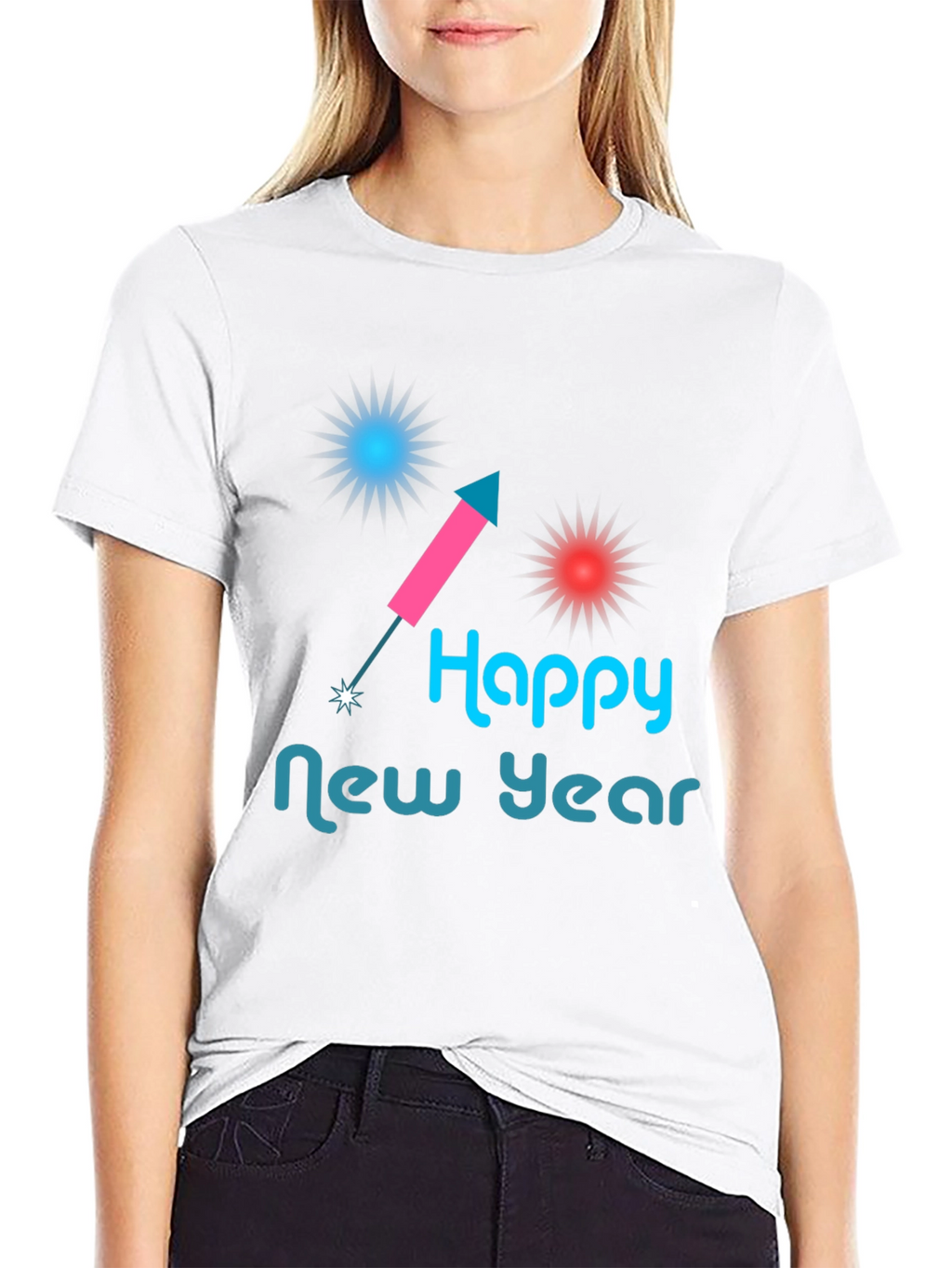 Happy New Year Graphic Tee - Black Casual Shirt
