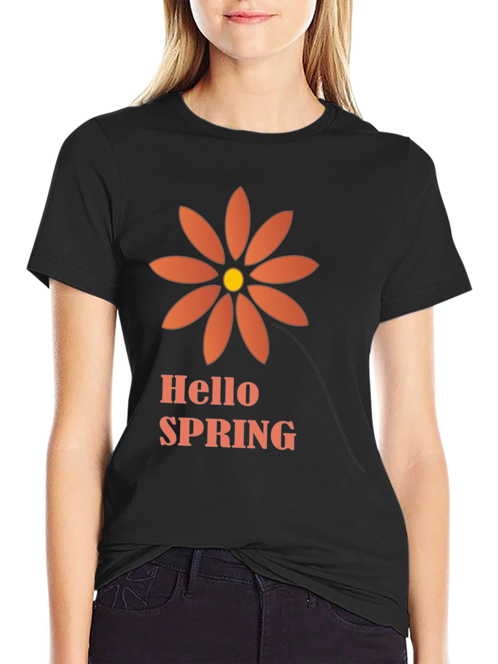 Hello Spring Graphic Tee - Black