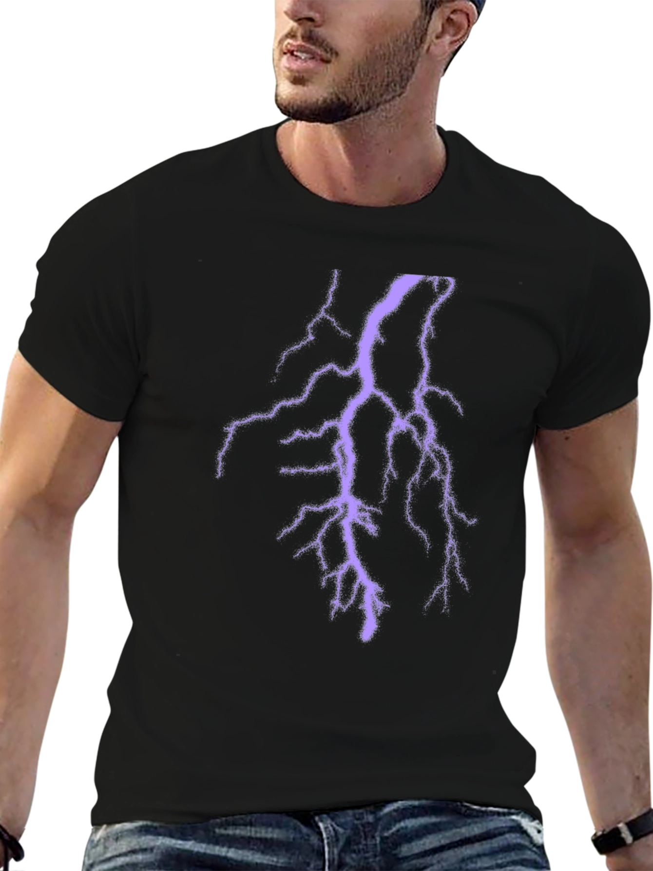Black Lightning Bolt T-Shirt - Electric Style