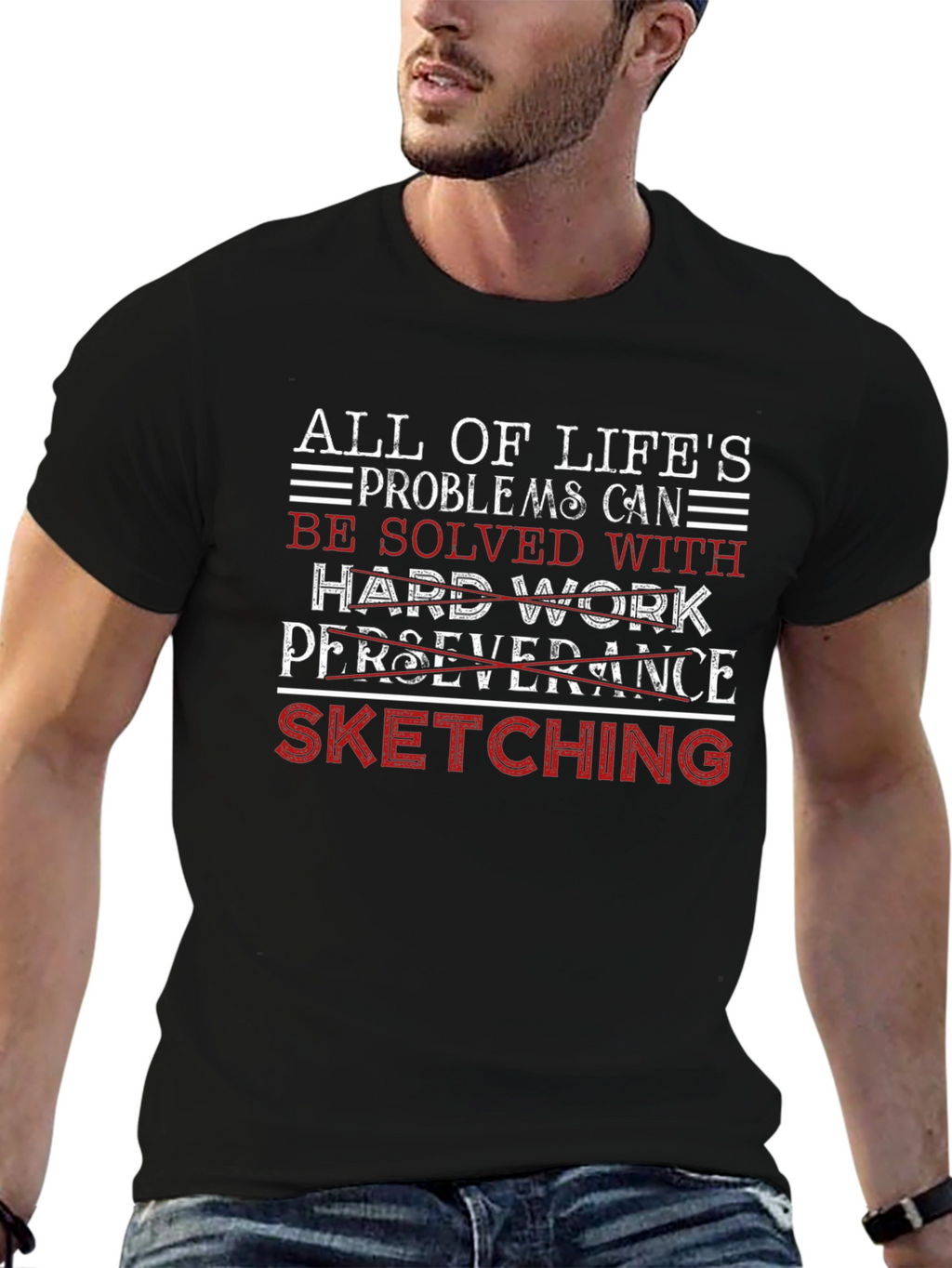 Sketching Solves All T-Shirt | Black Graphic Tee