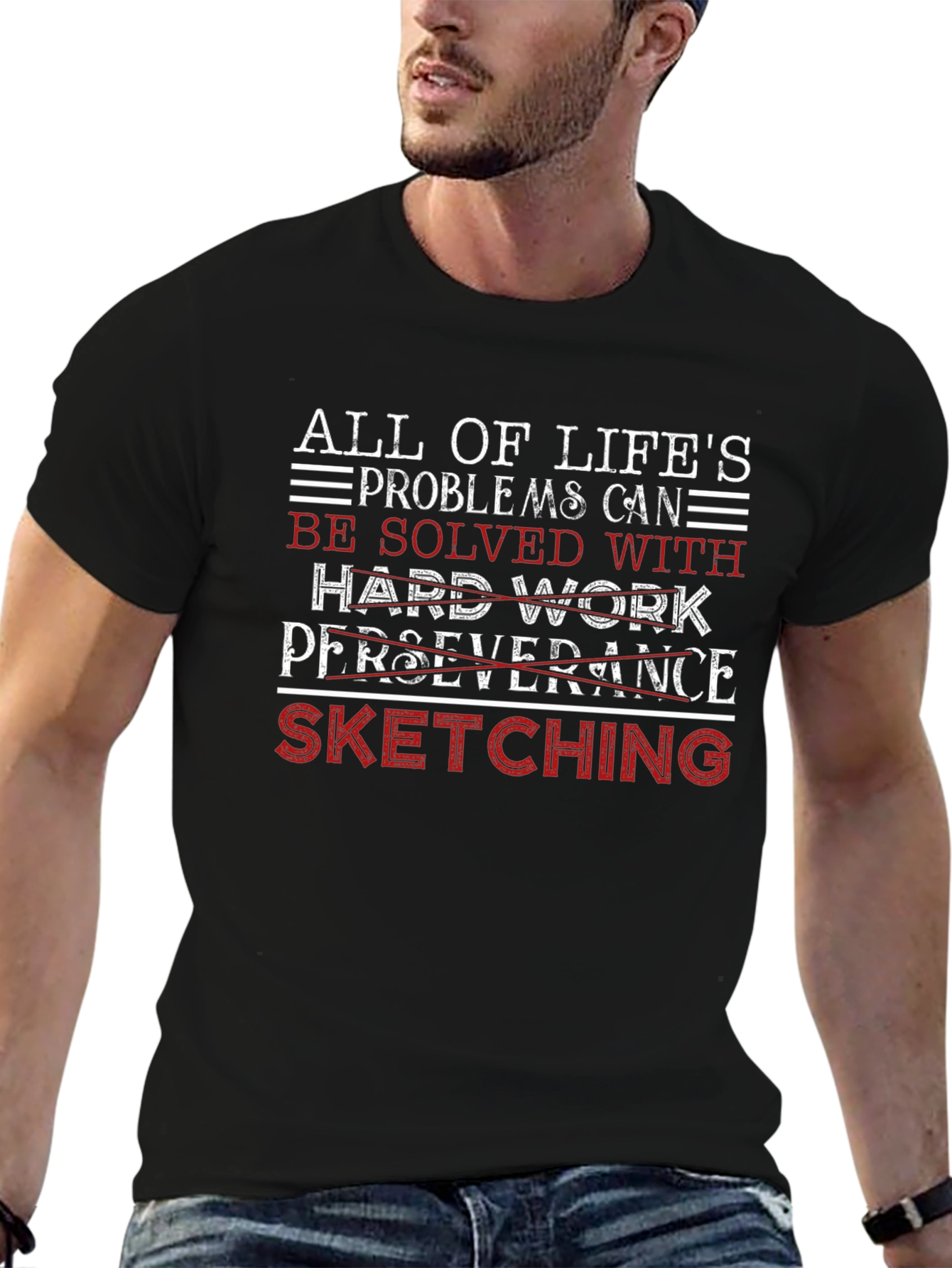 Sketching Solves All T-Shirt | Black Graphic Tee