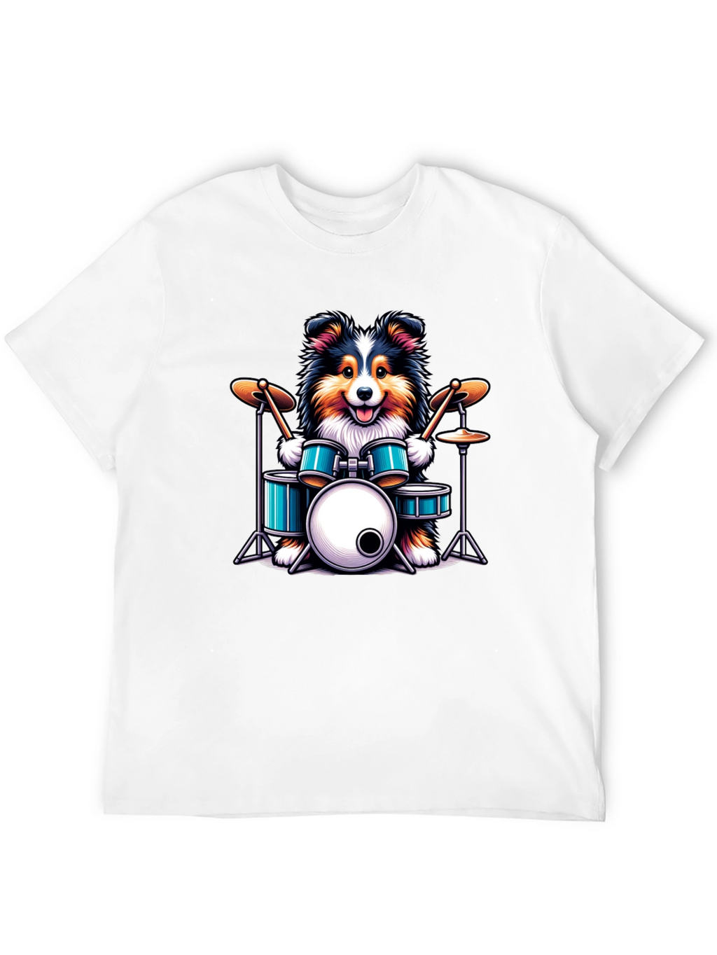 Dog Drummer Graphic Tee - Black Cotton T-Shirt