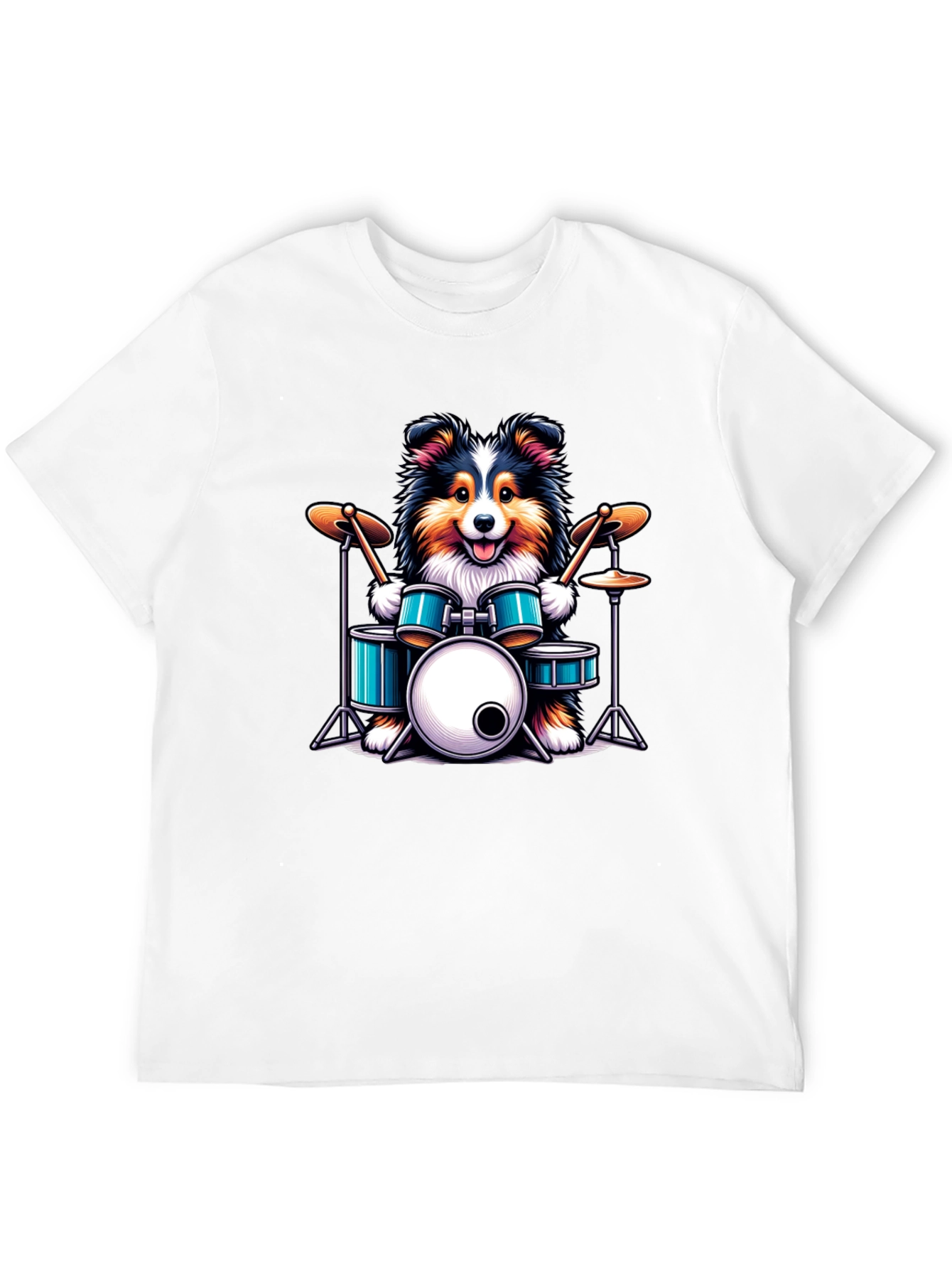 Dog Drummer Graphic Tee - Black Cotton T-Shirt