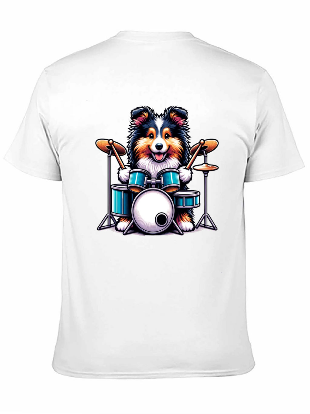 Dog Drummer Graphic Tee - Black Cotton T-Shirt