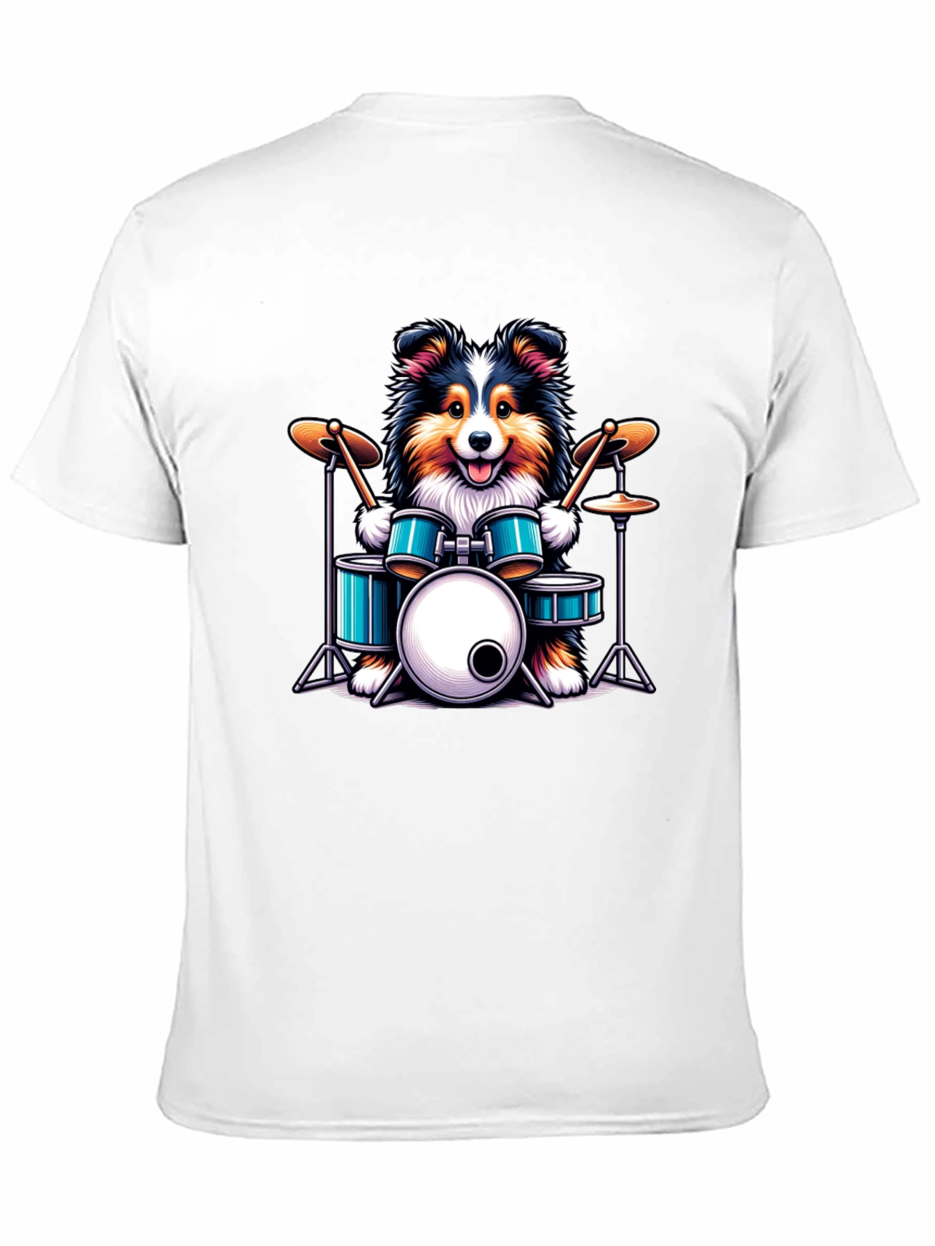 Dog Drummer Graphic Tee - Black Cotton T-Shirt