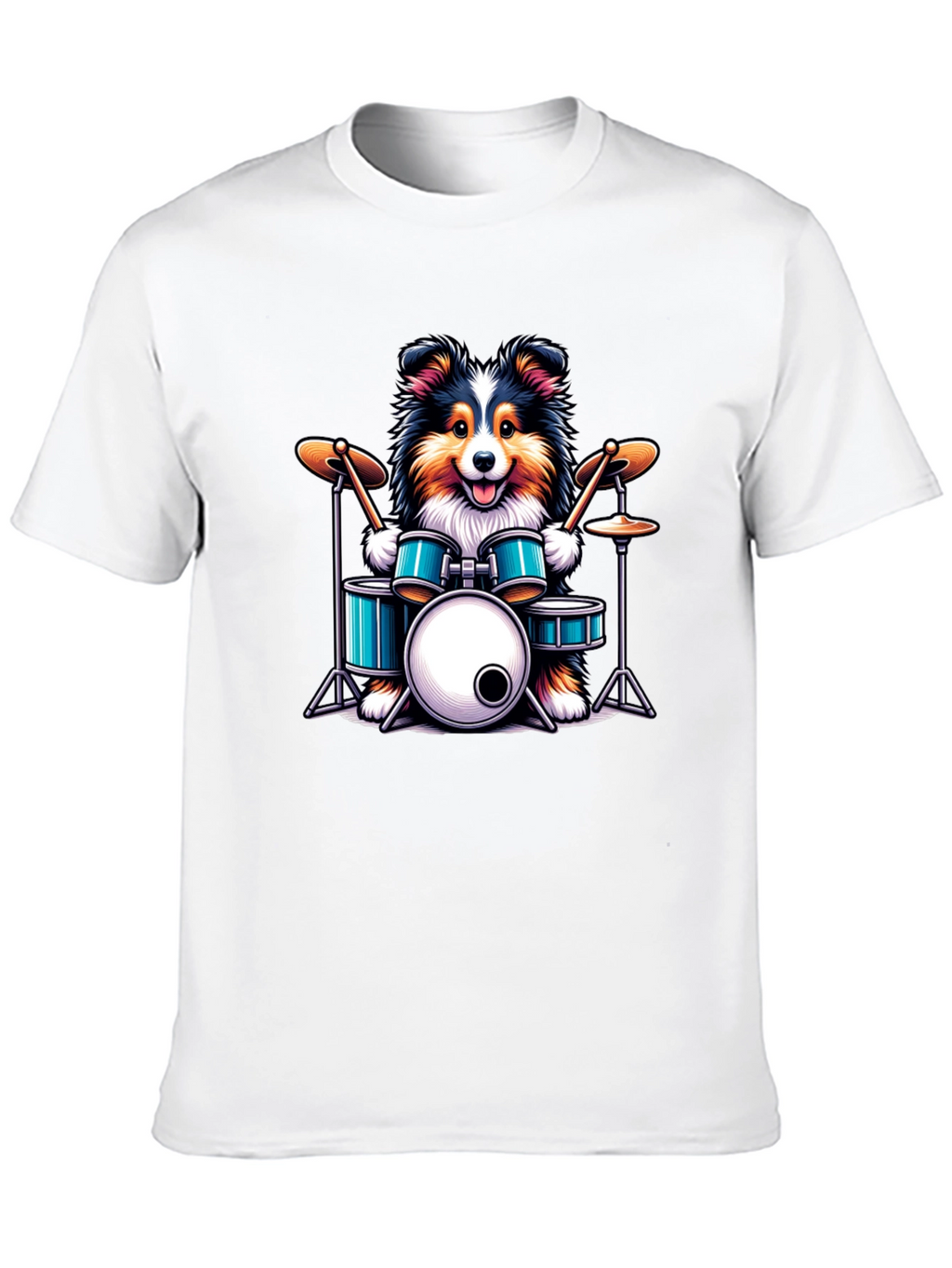 Dog Drummer Graphic Tee - Black Cotton T-Shirt