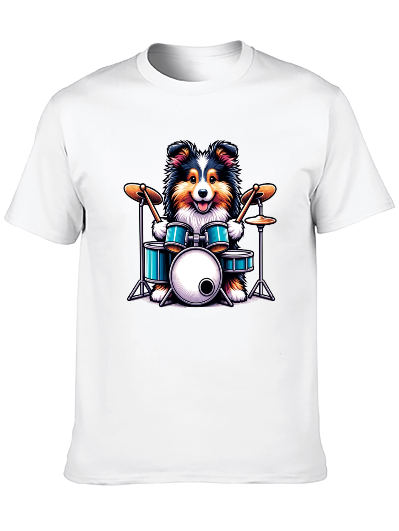 Dog Drummer Graphic Tee - Black Cotton T-Shirt