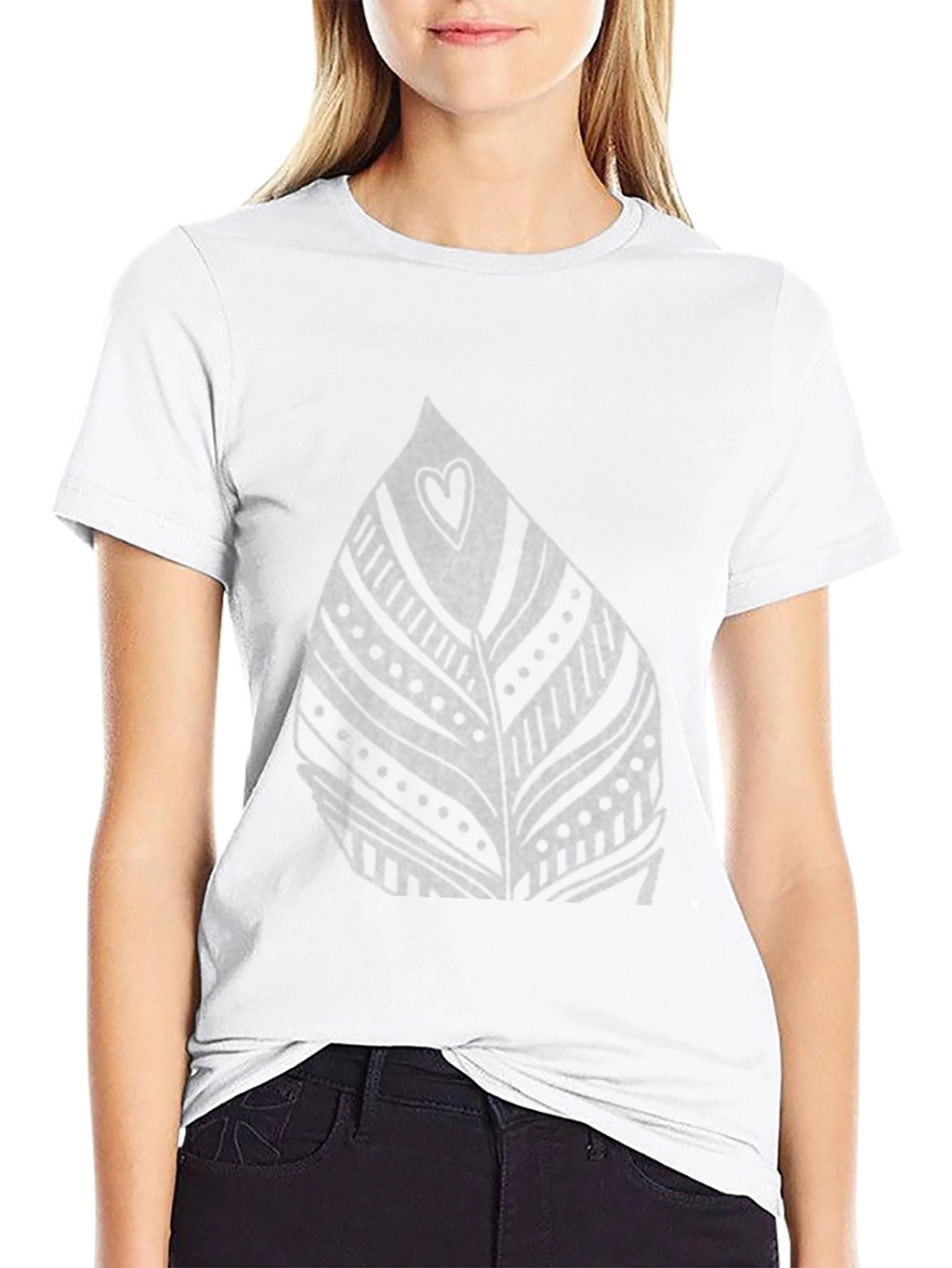 Leaf Heart Graphic Black T-Shirt