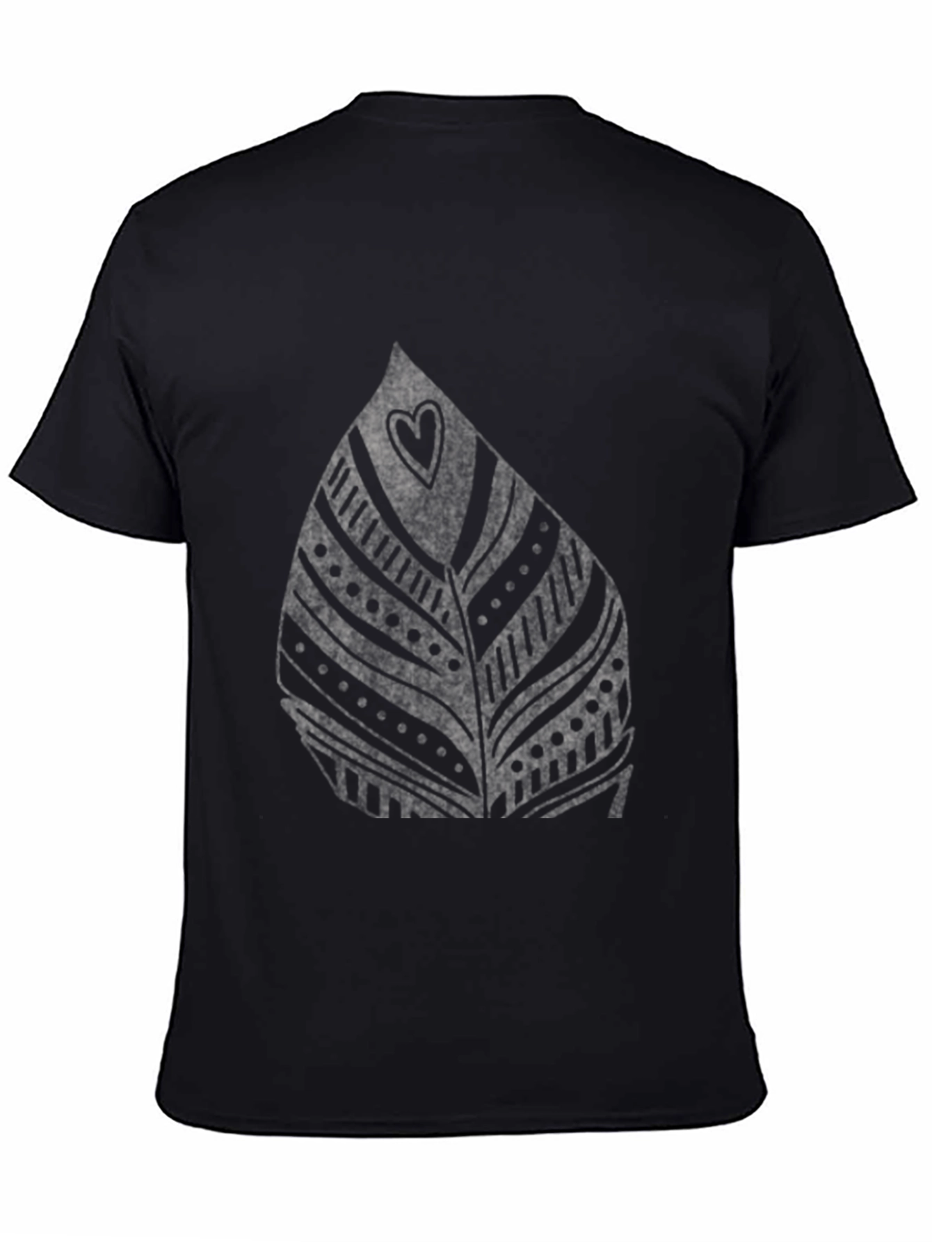 Leaf Heart Graphic Black T-Shirt