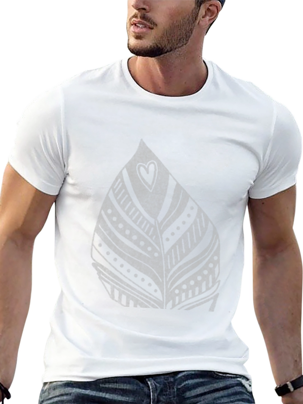 Leaf Heart Graphic Black T-Shirt