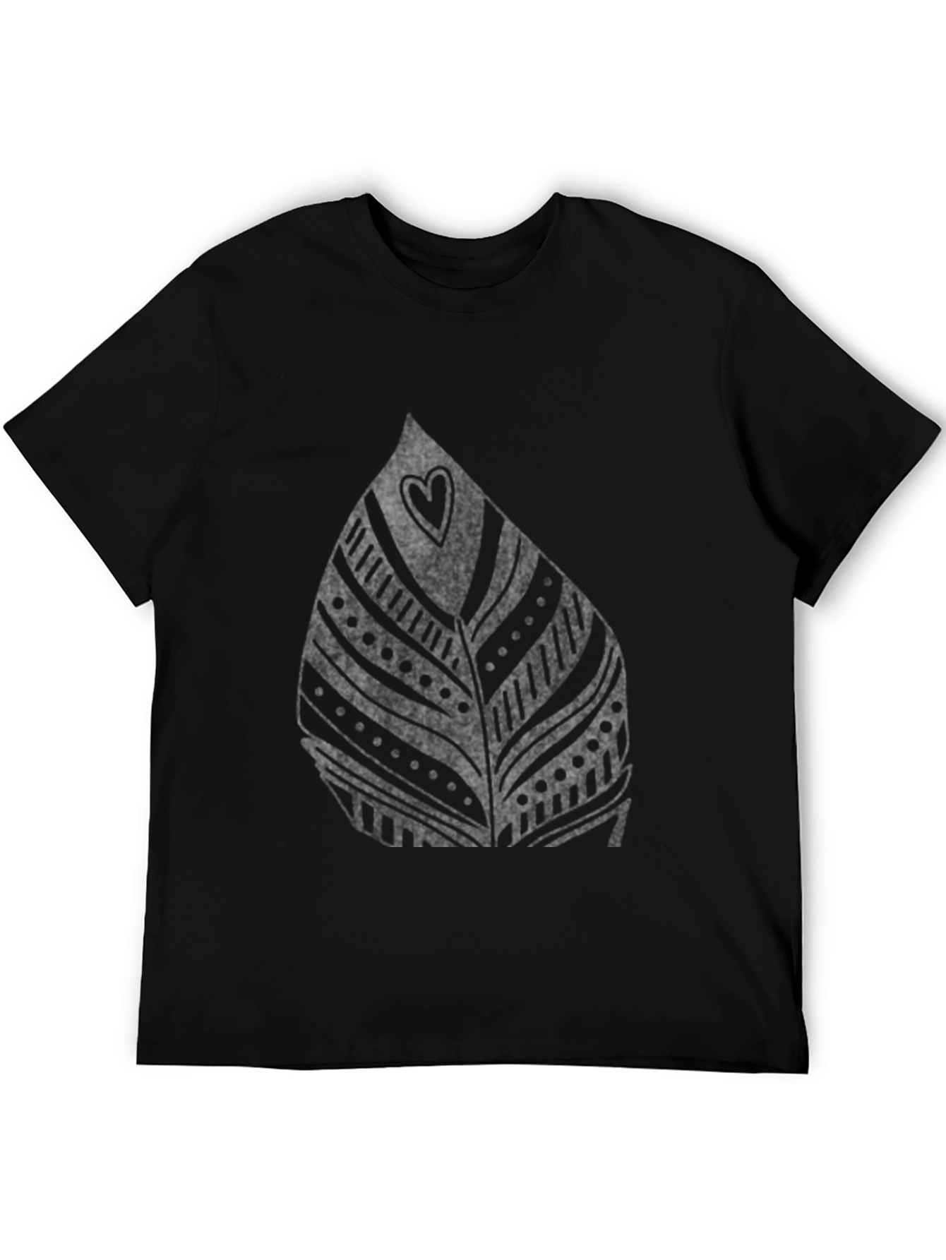 Leaf Heart Graphic Black T-Shirt