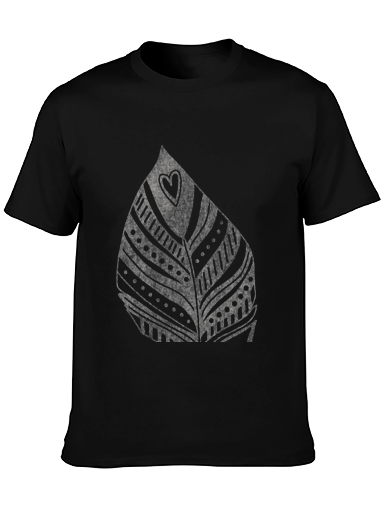 Leaf Heart Graphic Black T-Shirt
