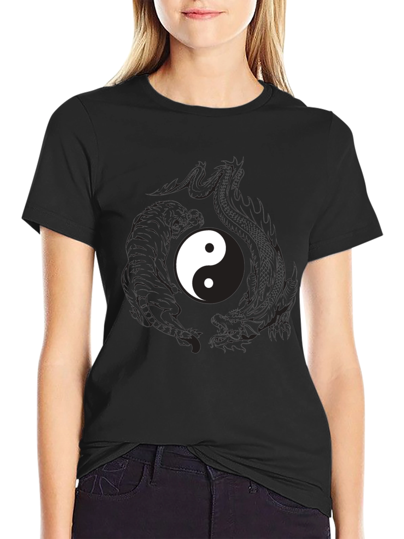 Yin Yang Dragon Graphic Tee - Balance & Style