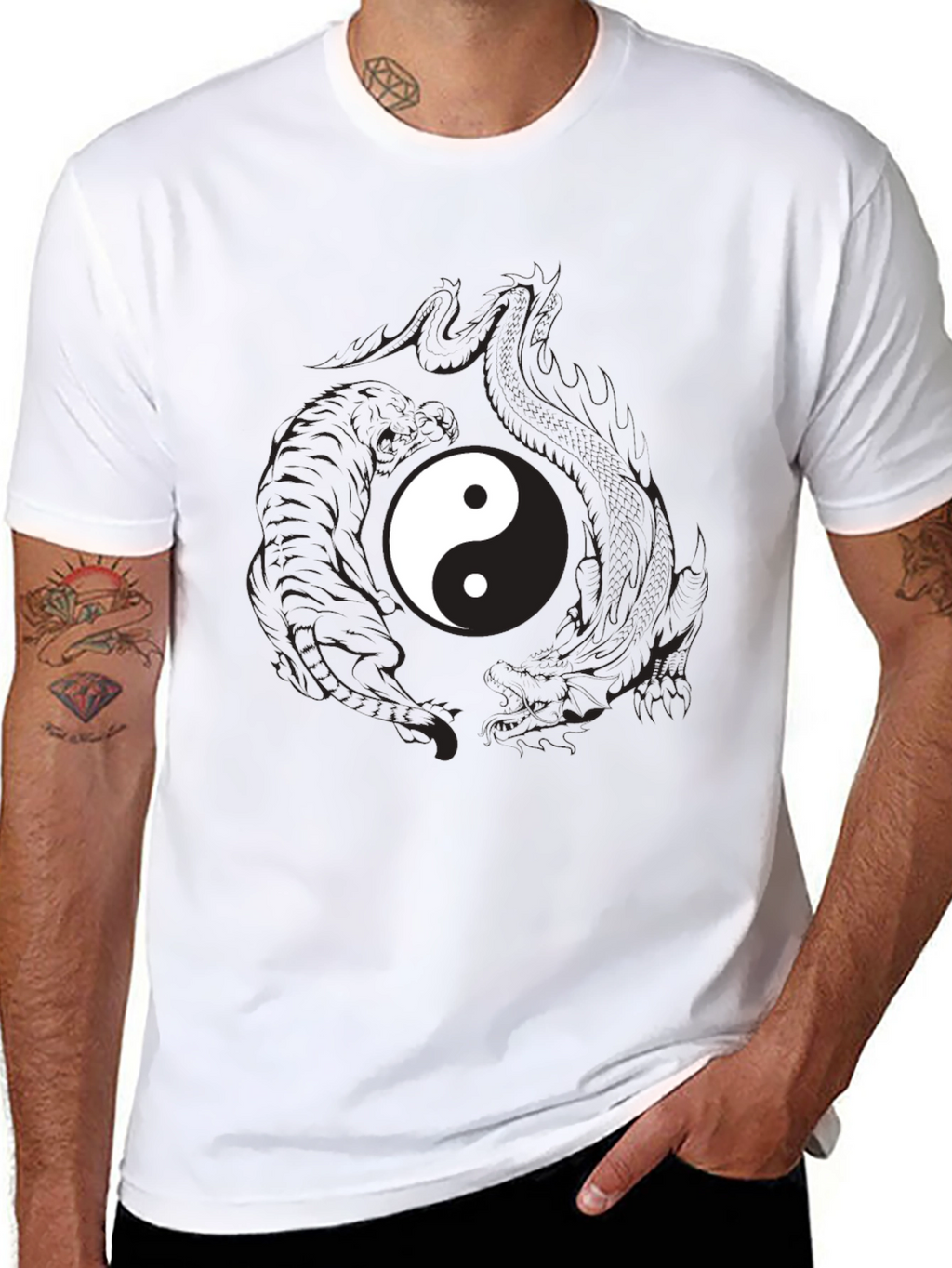 Yin Yang Dragon Graphic Tee - Balance & Style
