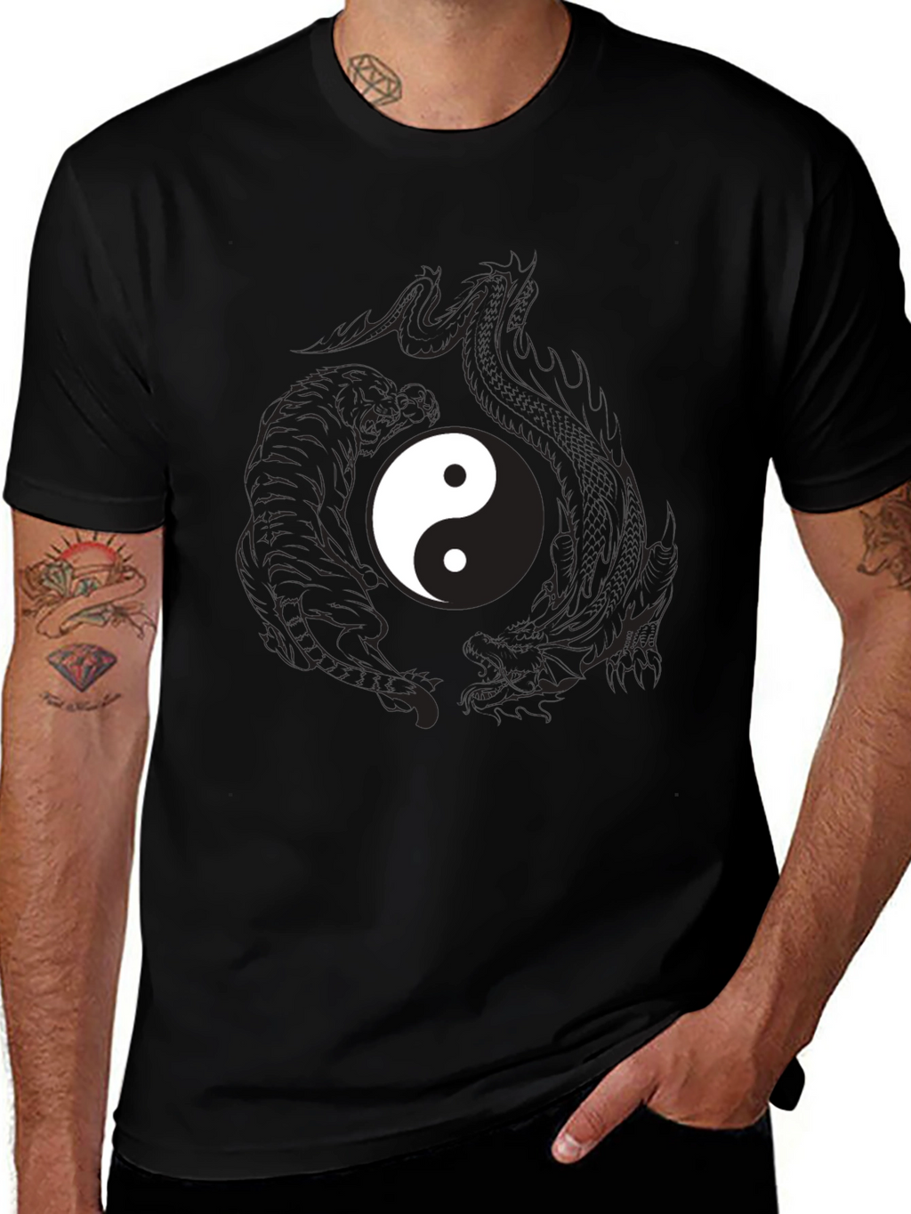 Yin Yang Dragon Graphic Tee - Balance & Style
