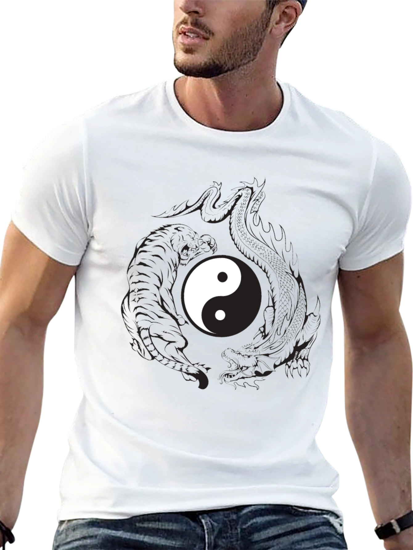 Yin Yang Dragon Graphic Tee - Balance & Style