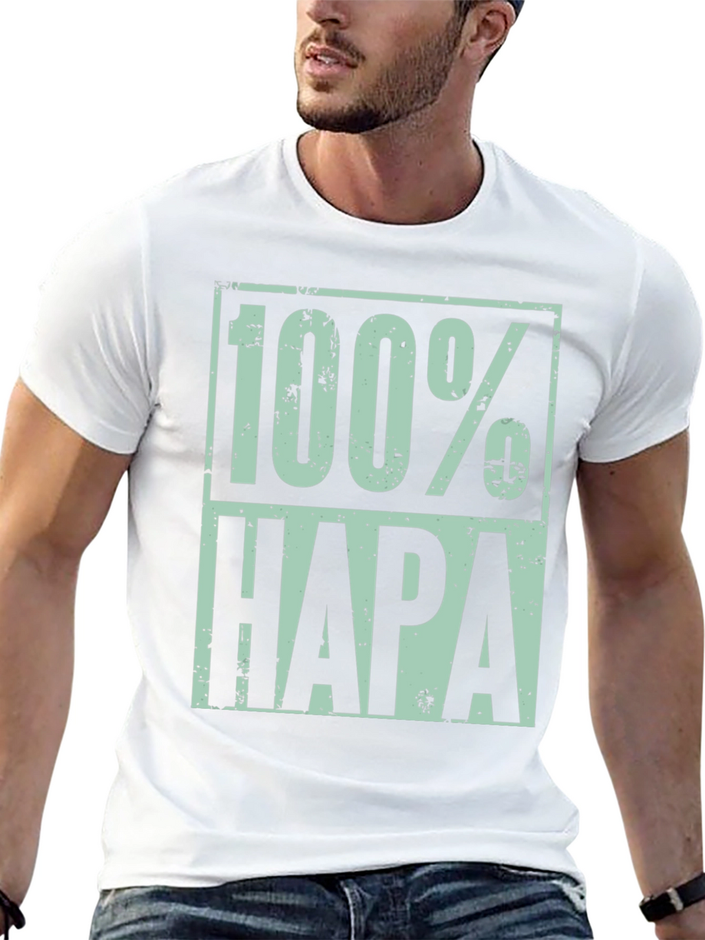 100% Hapa Graphic T-Shirt - Distressed Design