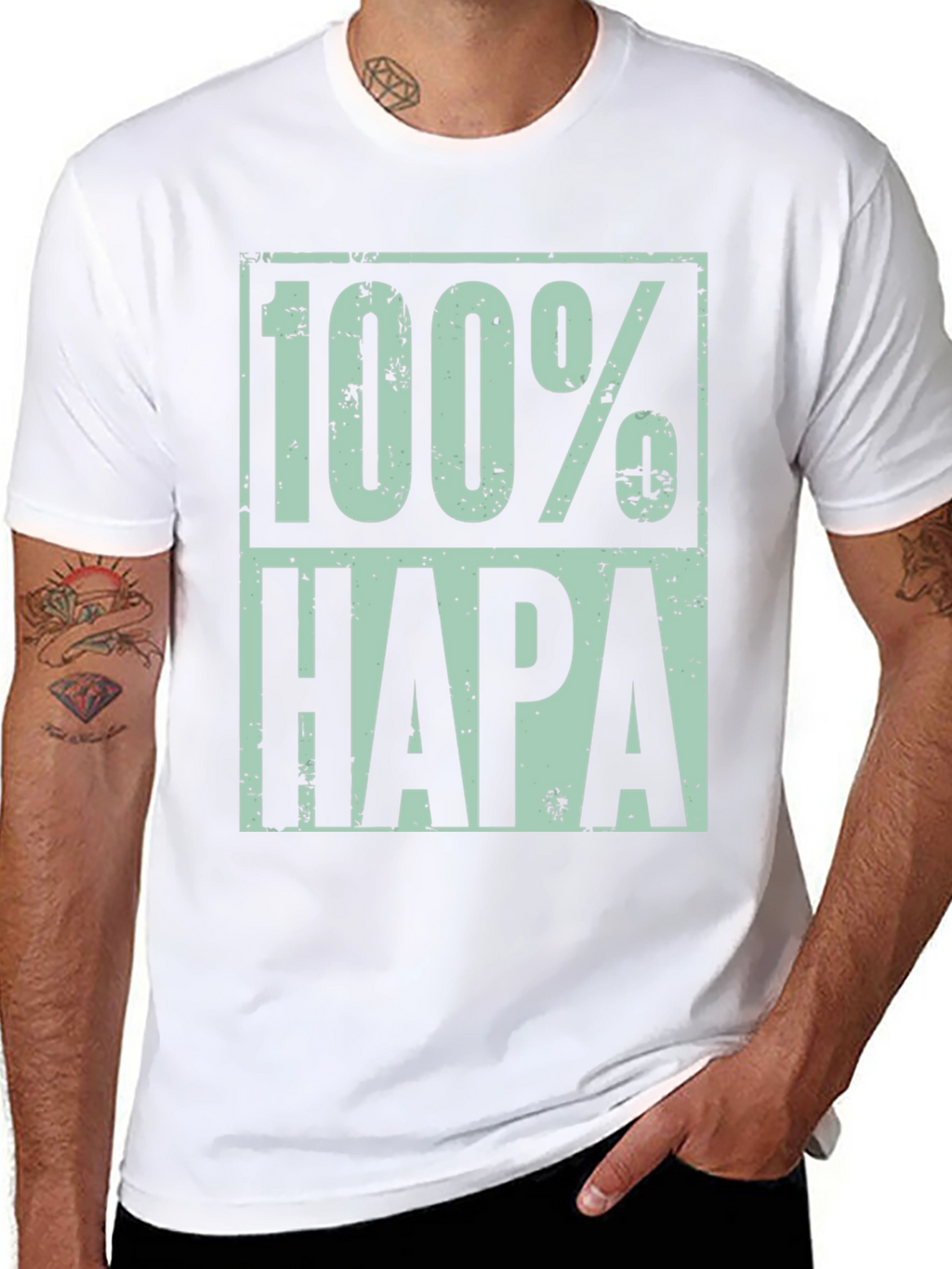 100% Hapa Graphic T-Shirt - Distressed Design