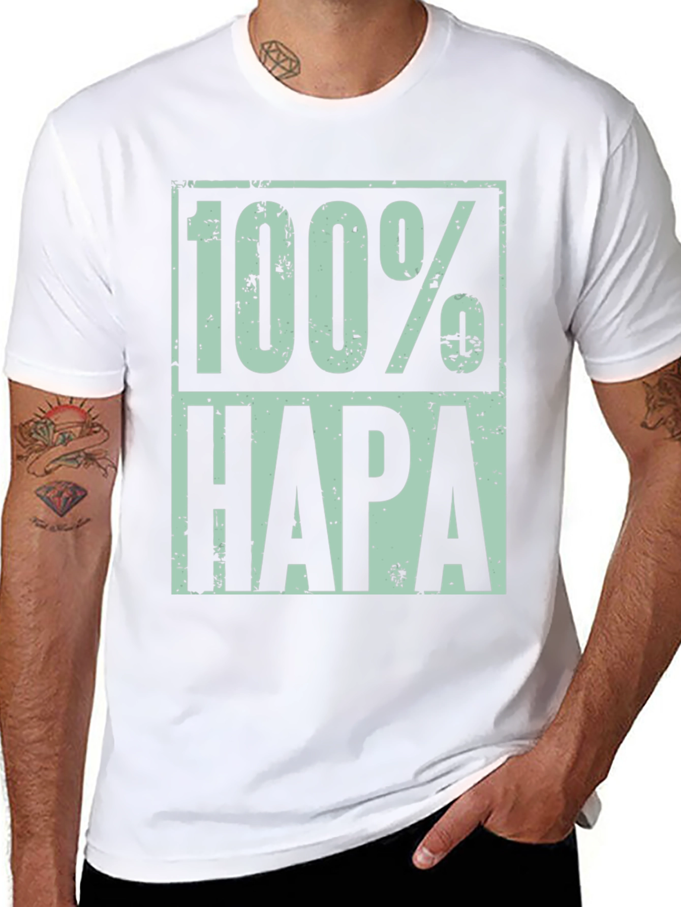 100% Hapa Graphic T-Shirt - Distressed Design